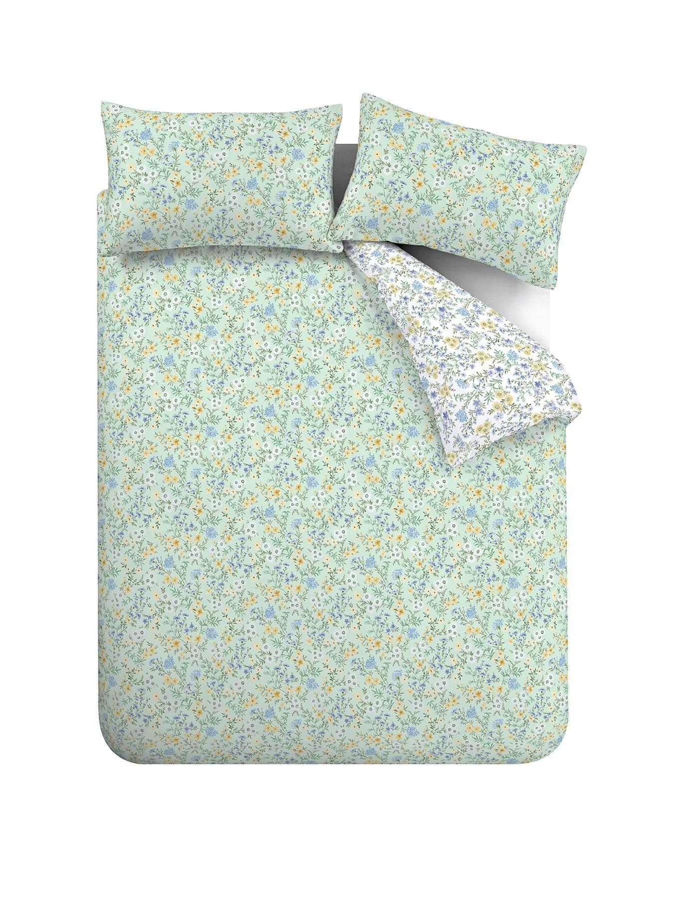 Image 2 of 7 of Bianca Ditsy Floral 100% Cotton Duvet Set Green