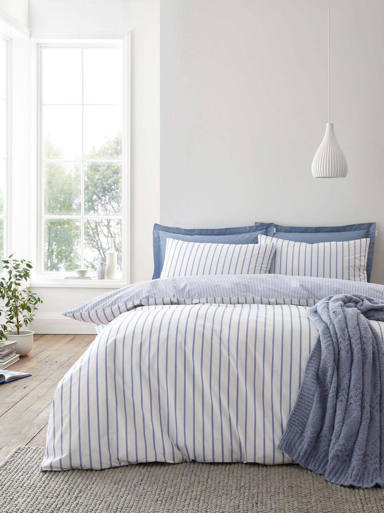 Bianca Hampton Stripe 100% Cotton Duvet Set Blue