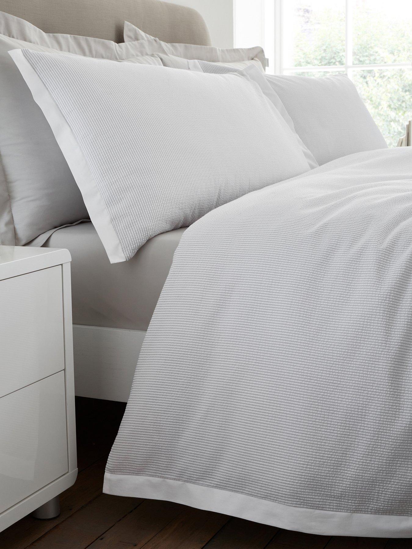 Image 1 of 7 of Bianca Seersucker Woven Stripe Duvet Set Grey