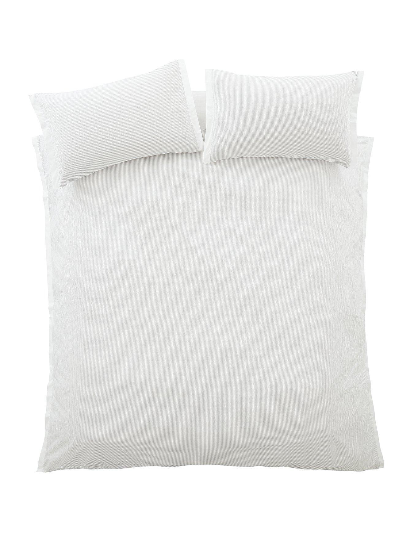 Image 2 of 7 of Bianca Seersucker Woven Stripe Duvet Set Grey
