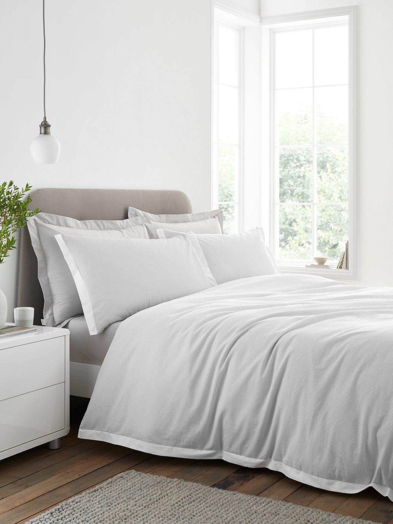 Image 3 of 7 of Bianca Seersucker Woven Stripe Duvet Set Grey