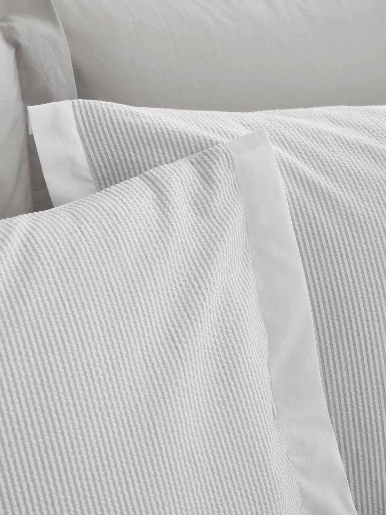 Image 5 of 7 of Bianca Seersucker Woven Stripe Duvet Set Grey