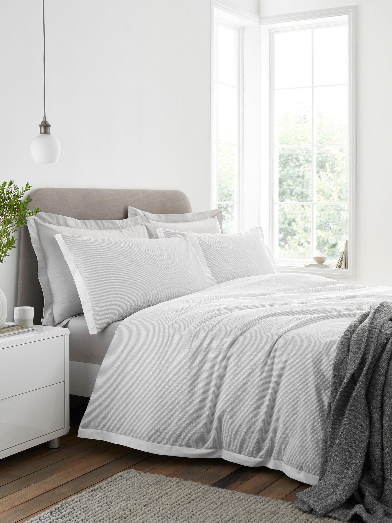 Image 6 of 7 of Bianca Seersucker Woven Stripe Duvet Set Grey