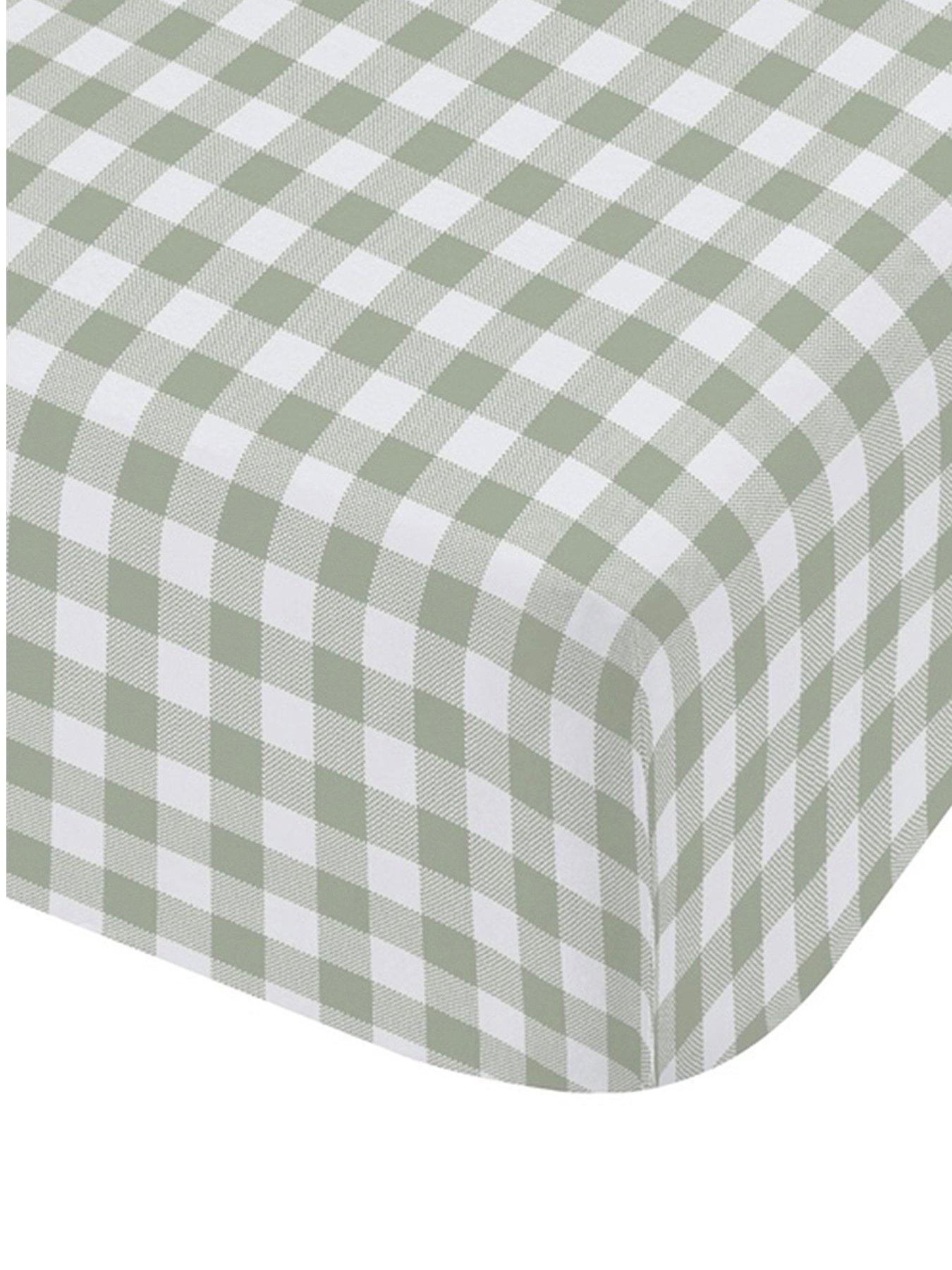 image of catherine-lansfield-bamford-gingham-check-fitted-sheet-green