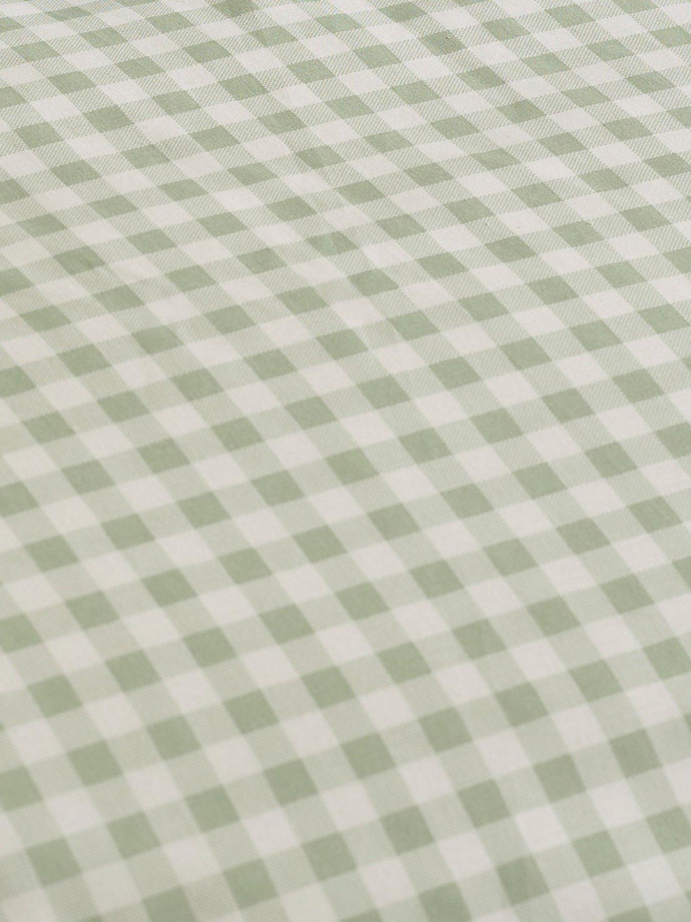  image of catherine-lansfield-bamford-gingham-check-fitted-sheet-green