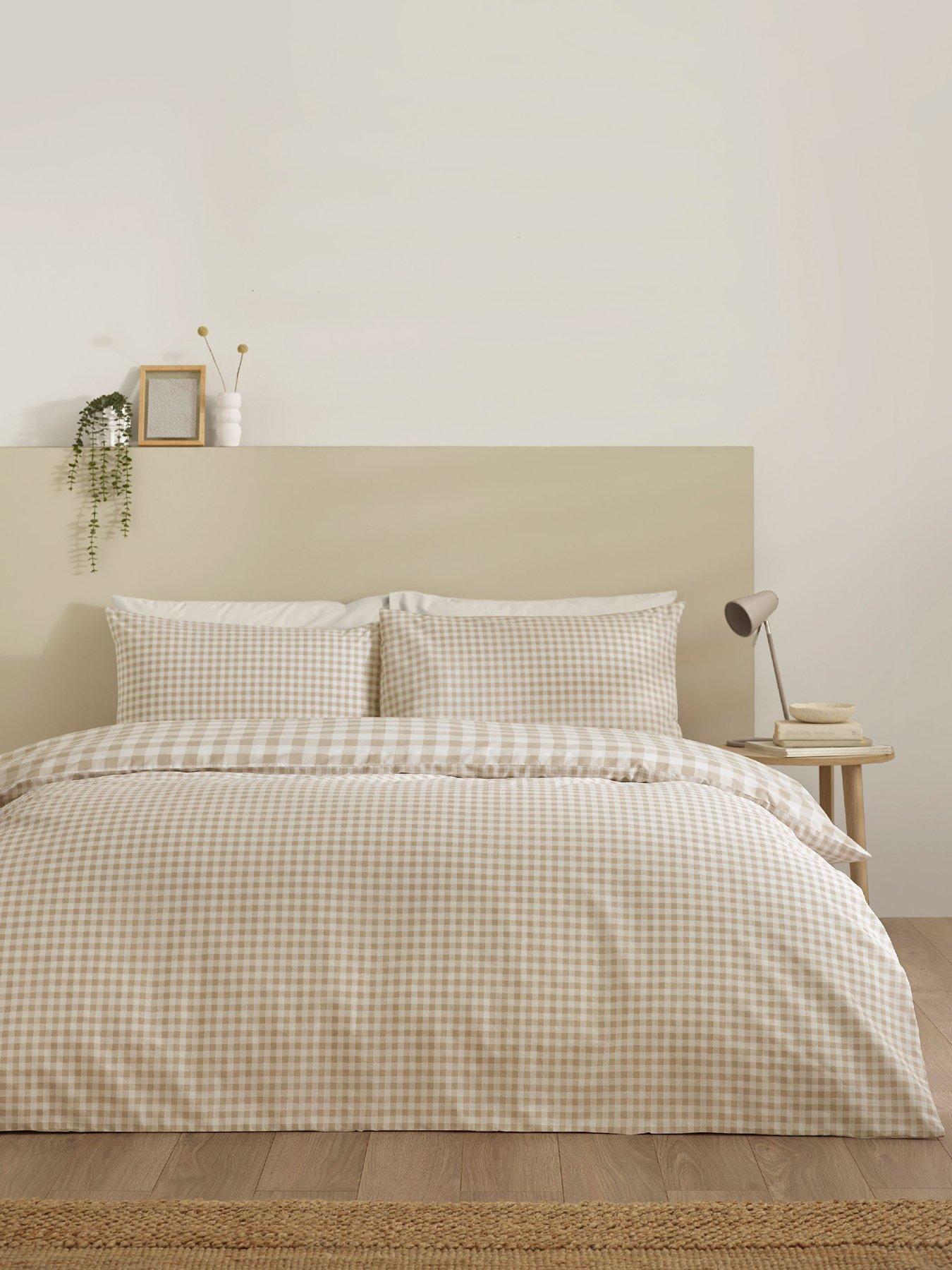 Image 1 of 5 of Catherine Lansfield Bamford Gingham Check Duvet Set Natural