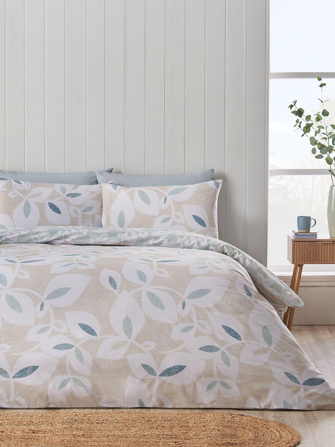  image of catherine-lansfield-inga-leaf-duvet-set-natural