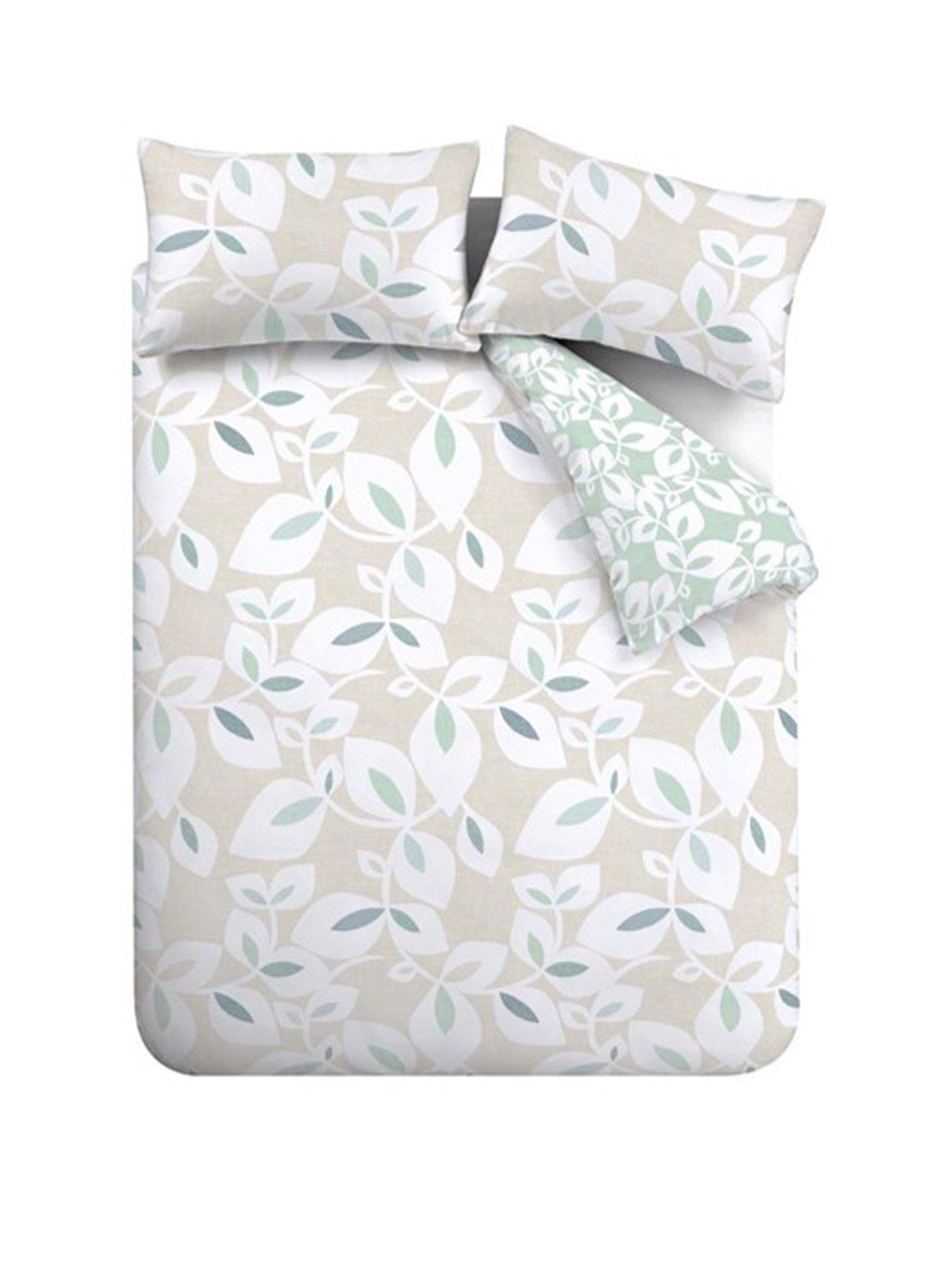  image of catherine-lansfield-inga-leaf-duvet-set-natural