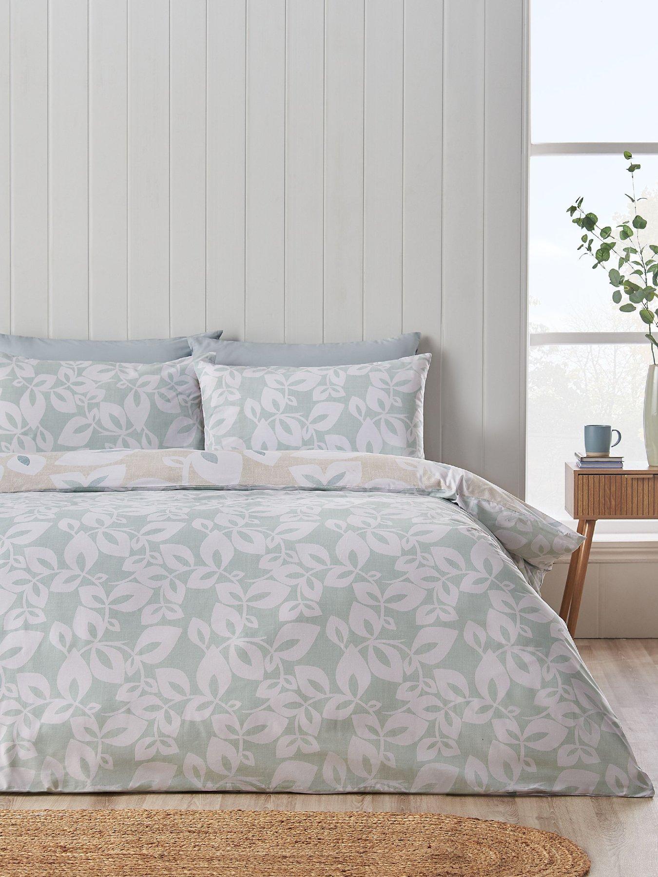  image of catherine-lansfield-inga-leaf-duvet-set-natural