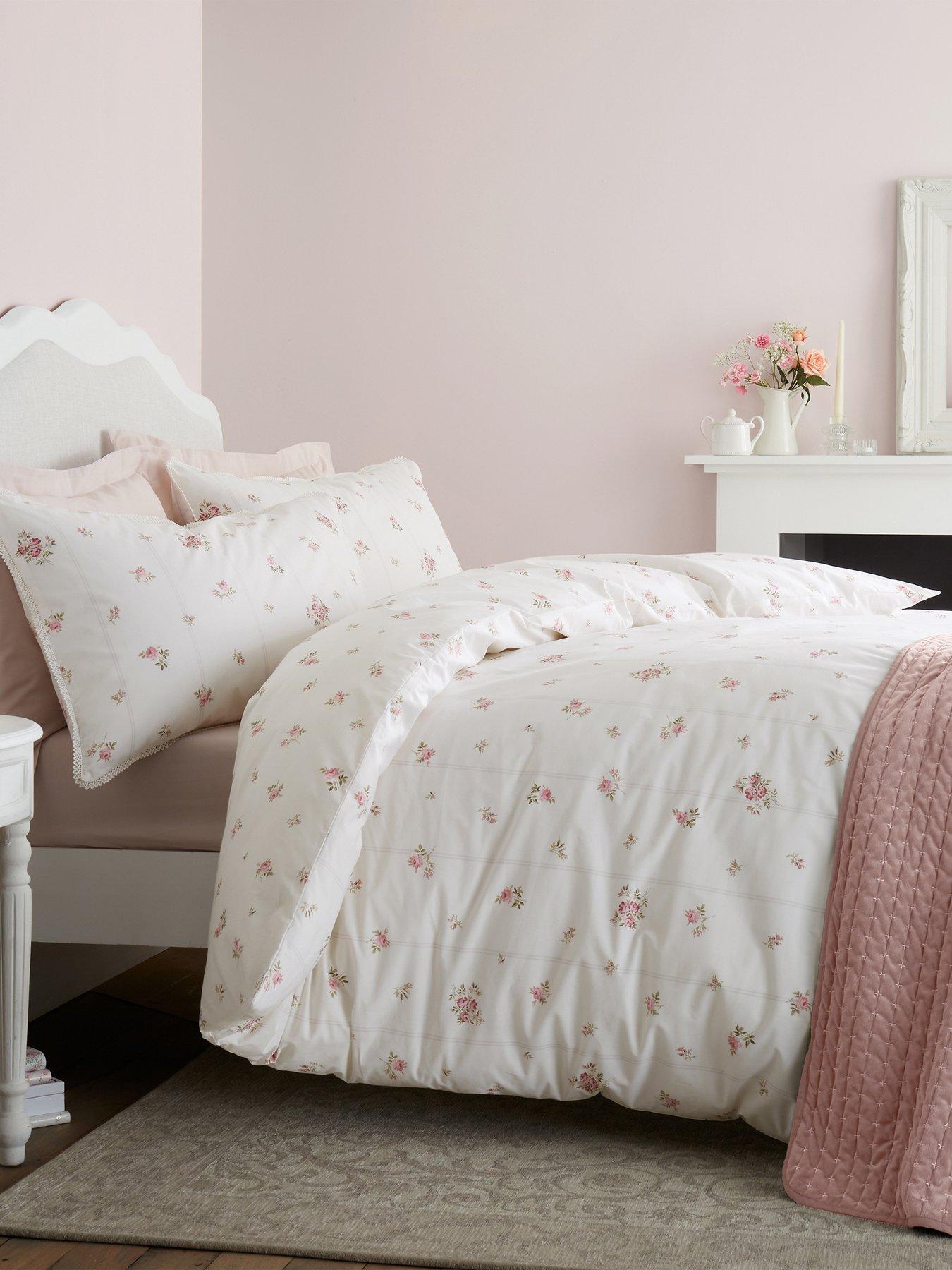 Image 1 of 7 of Bianca Vintage Rosebud Lace 100% Cotton Duvet Set Cream