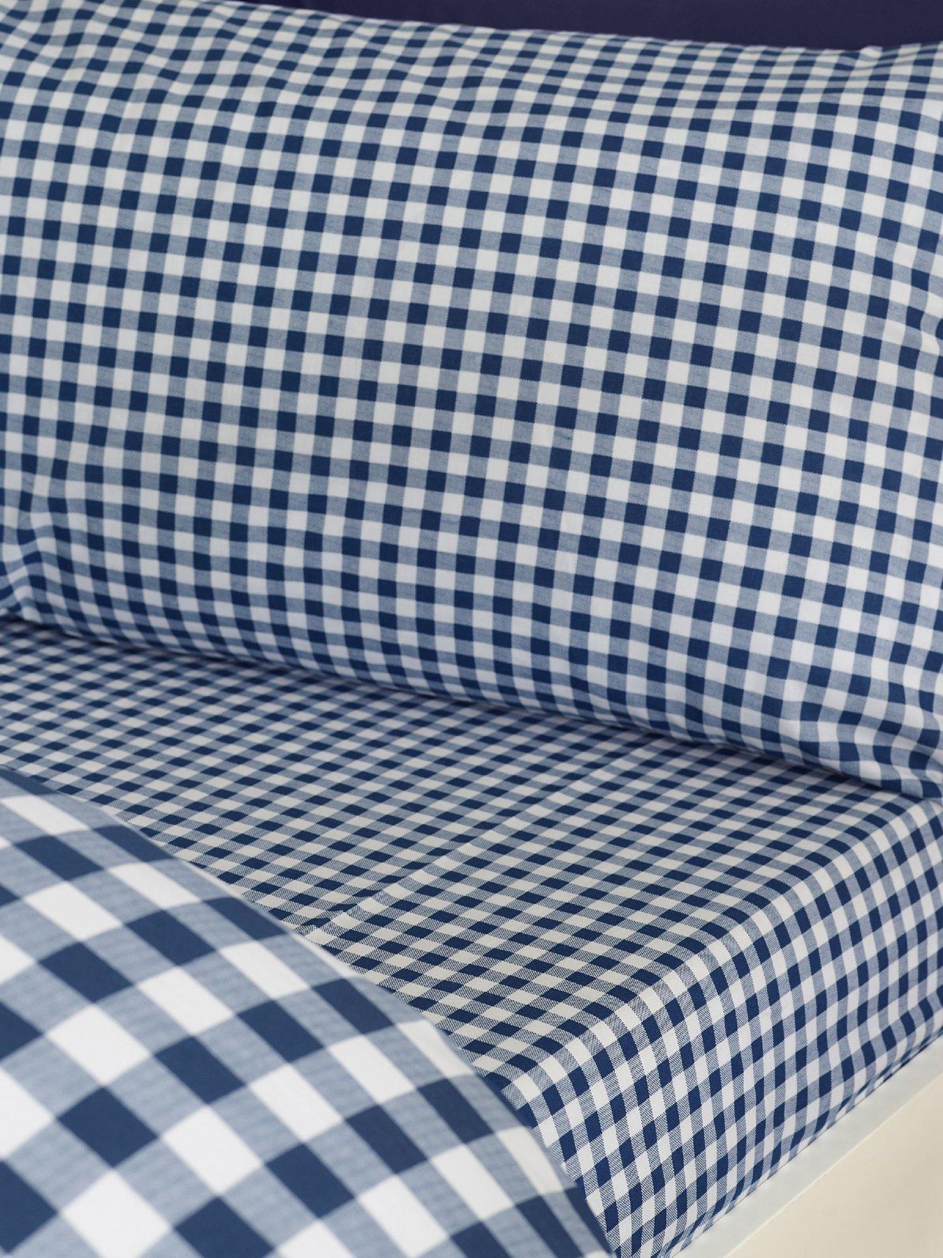 Catherine Lansfield Bamford Gingham Check Fitted Sheet Navy