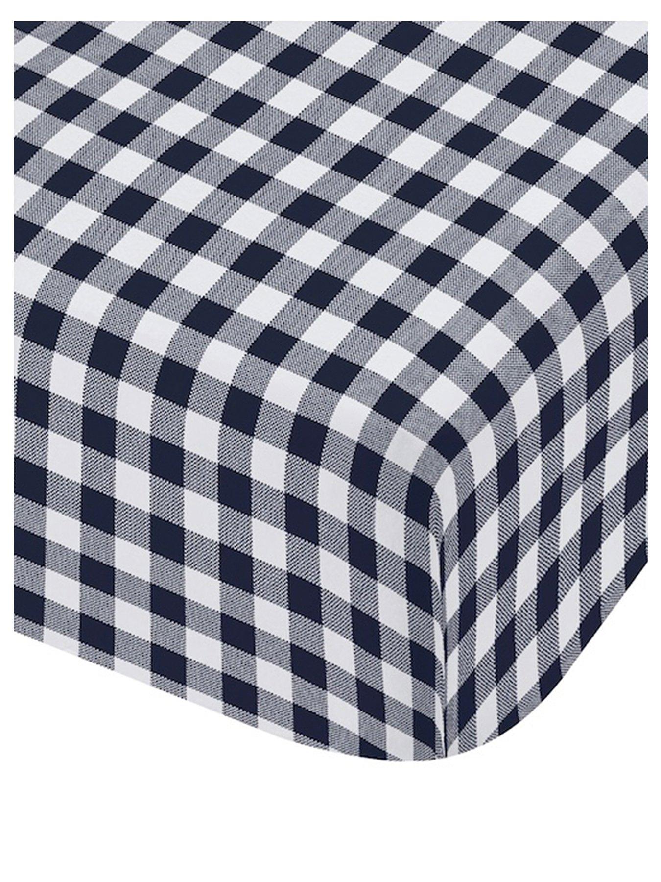 stillFront image of catherine-lansfield-bamford-gingham-check-fitted-sheet-navy