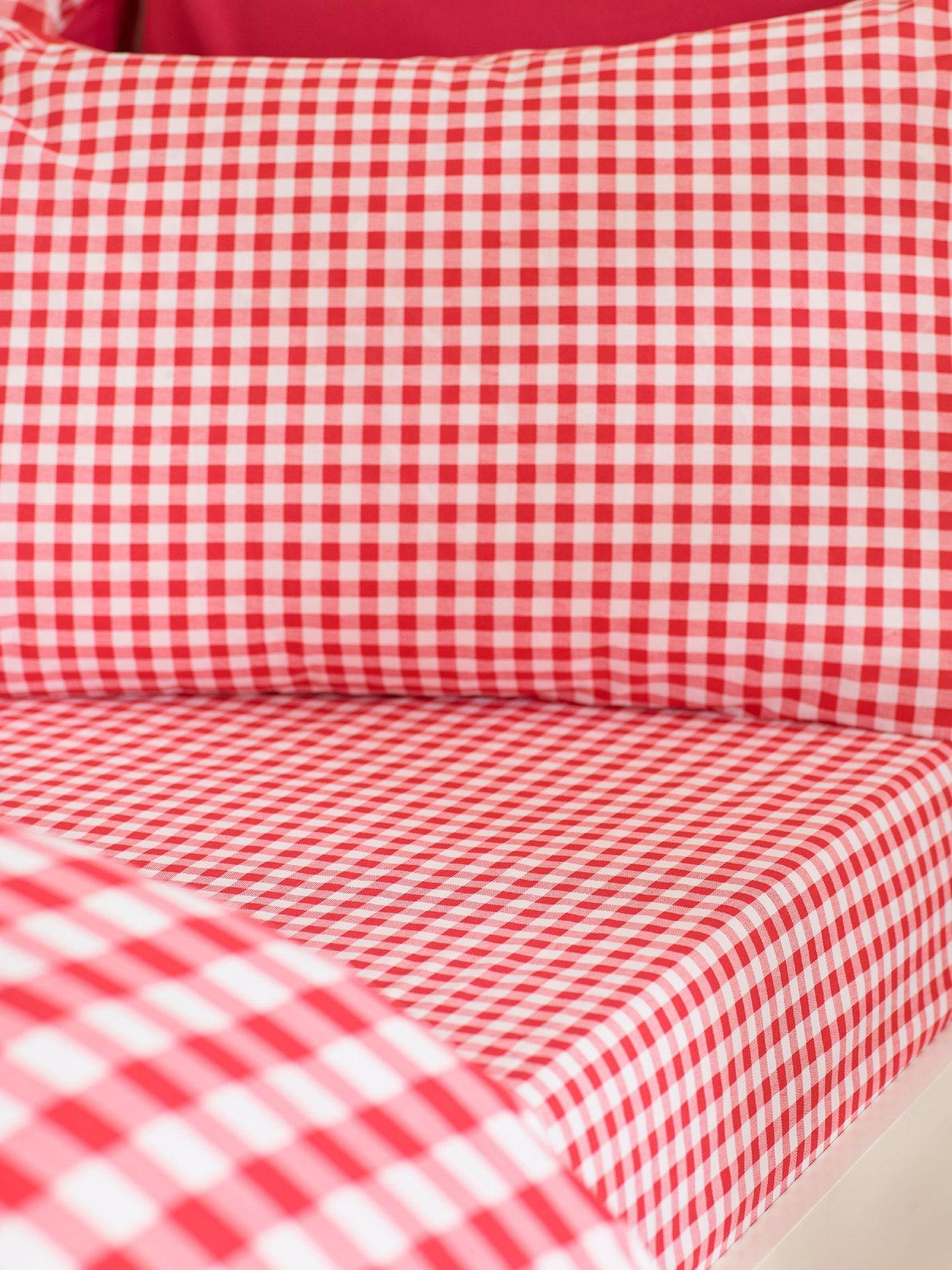 Catherine Lansfield Bamford Gingham Check Fitted Sheet Red
