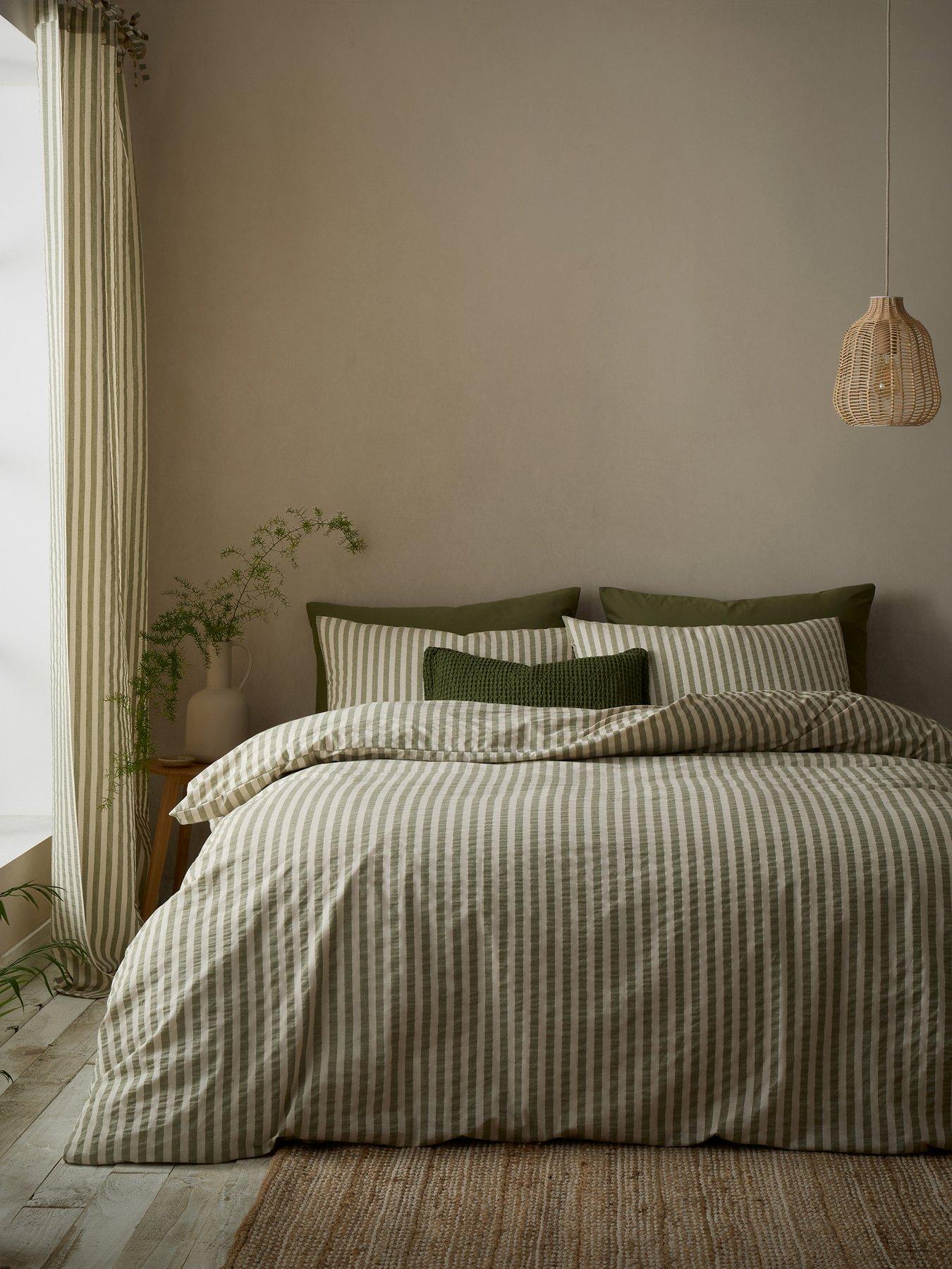 Pineapple Elephant Cotton Rich Woven Stripe Duvet Set Green