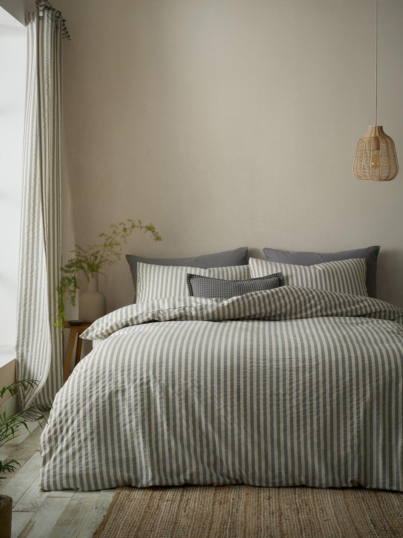 Image 1 of 5 of Pineapple Elephant Cotton Rich Woven Stripe Duvet Set Grey