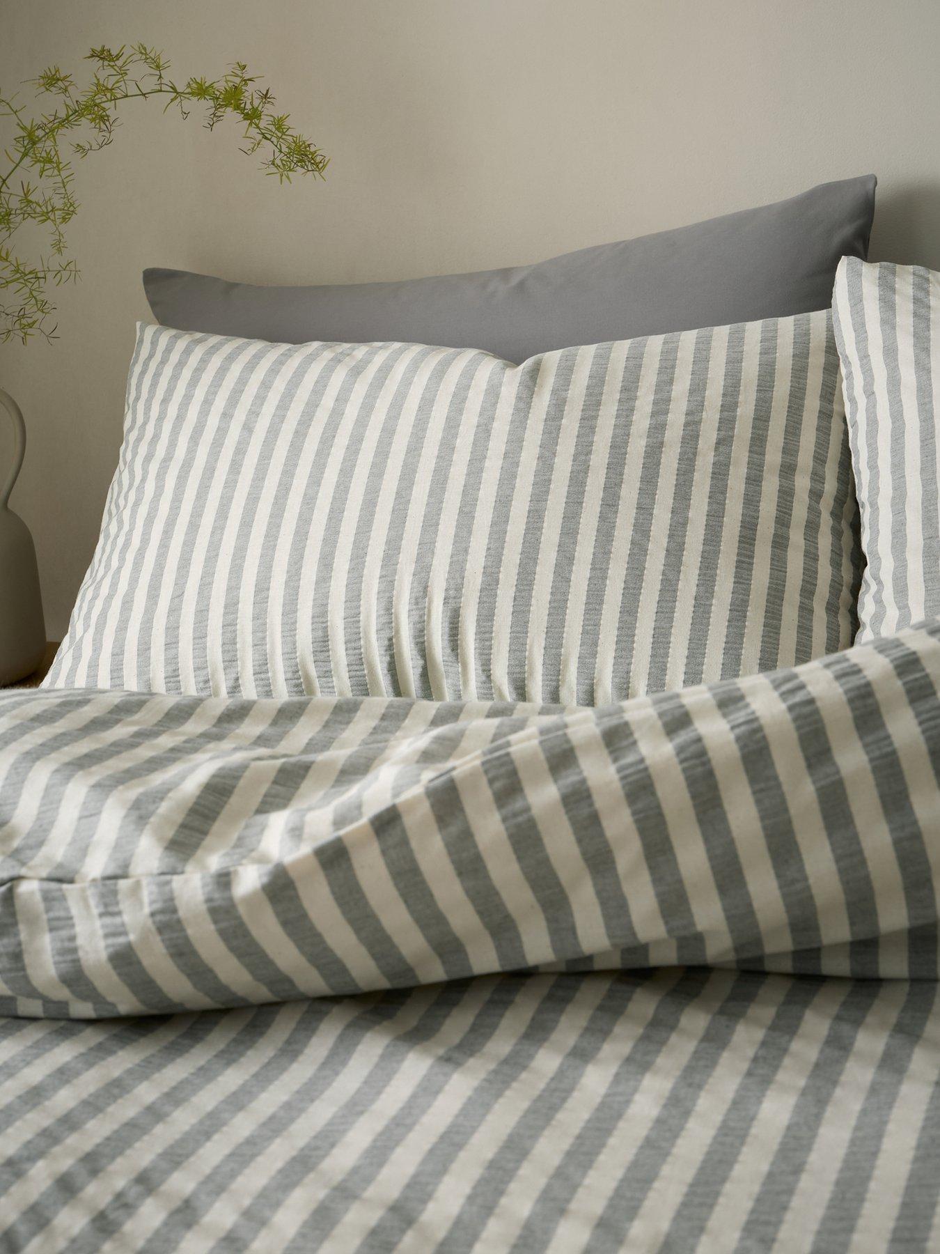Image 4 of 5 of Pineapple Elephant Cotton Rich Woven Stripe Duvet Set Grey