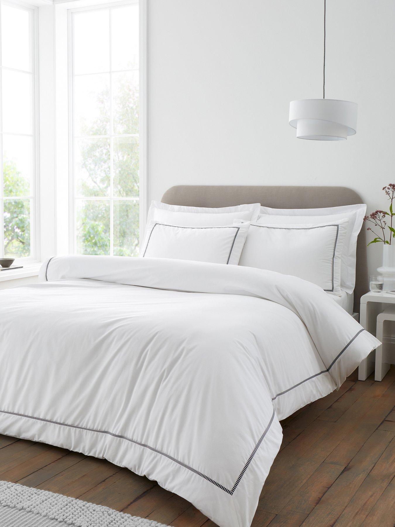 Bianca Contrast Trim 100% Cotton Duvet Set White/Black