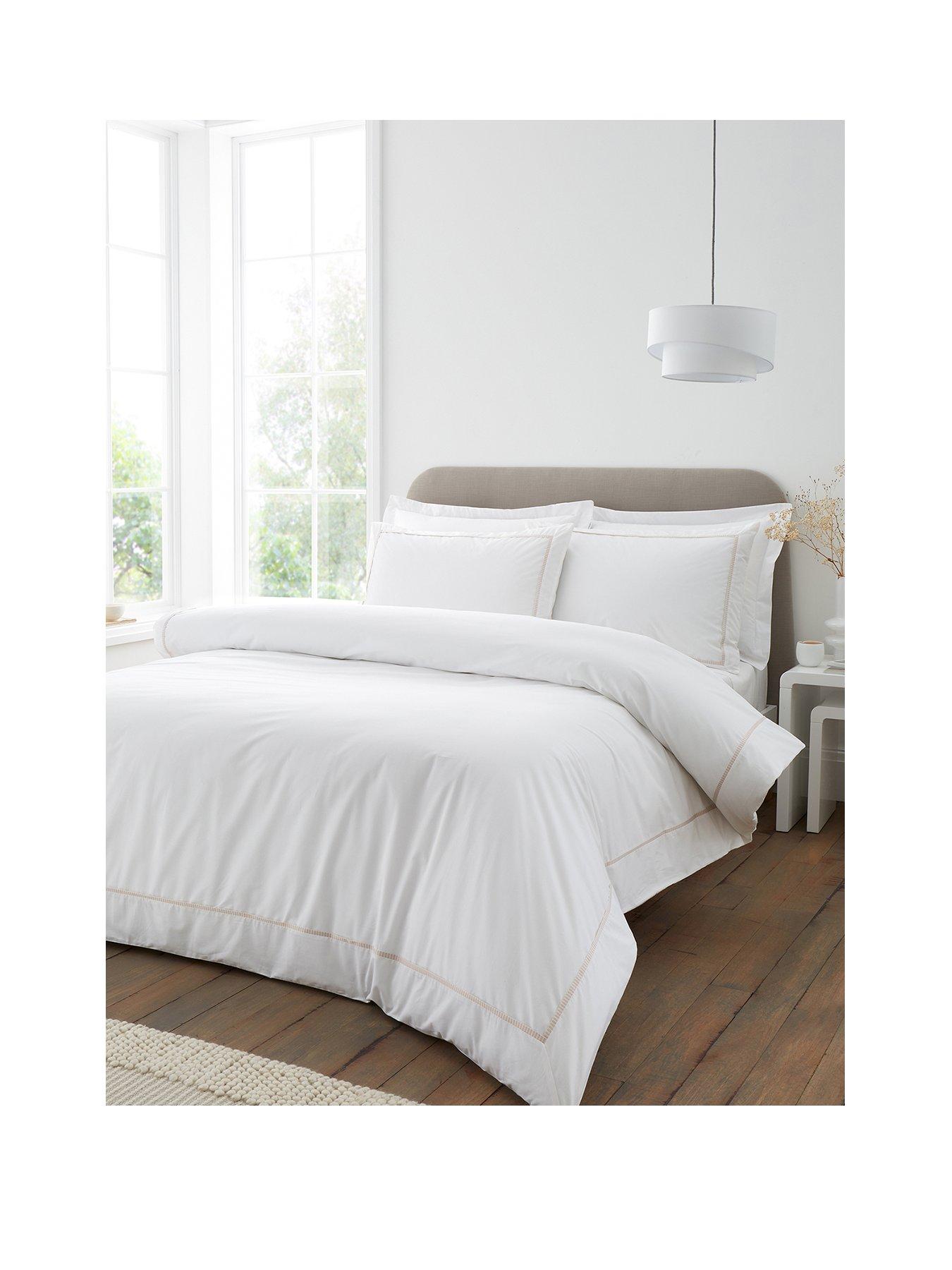 Bianca Contrast Trim 100% Cotton Duvet Set White/Natural
