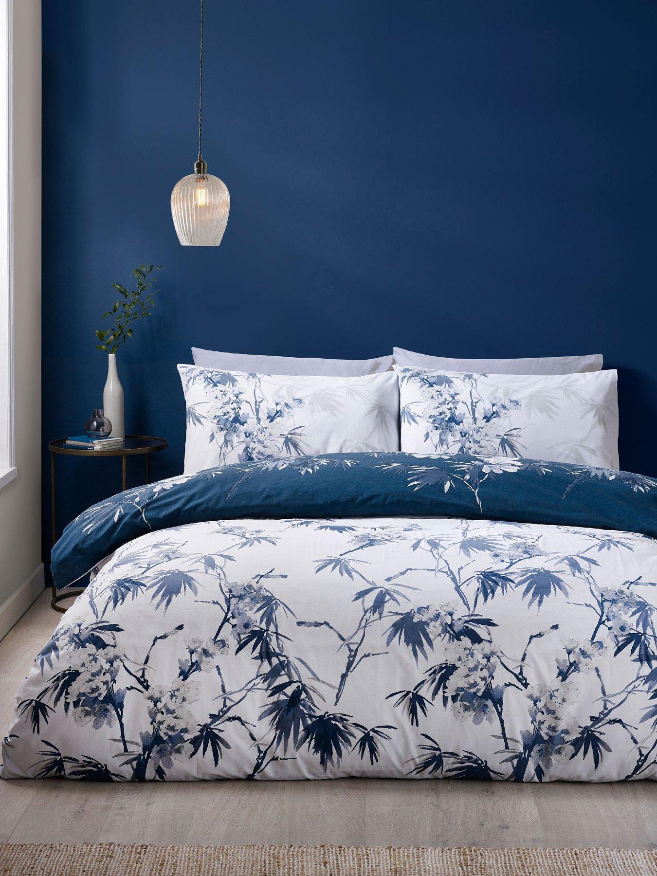 Image 1 of 5 of Catherine Lansfield Kyoto Floral Duvet Set Blue