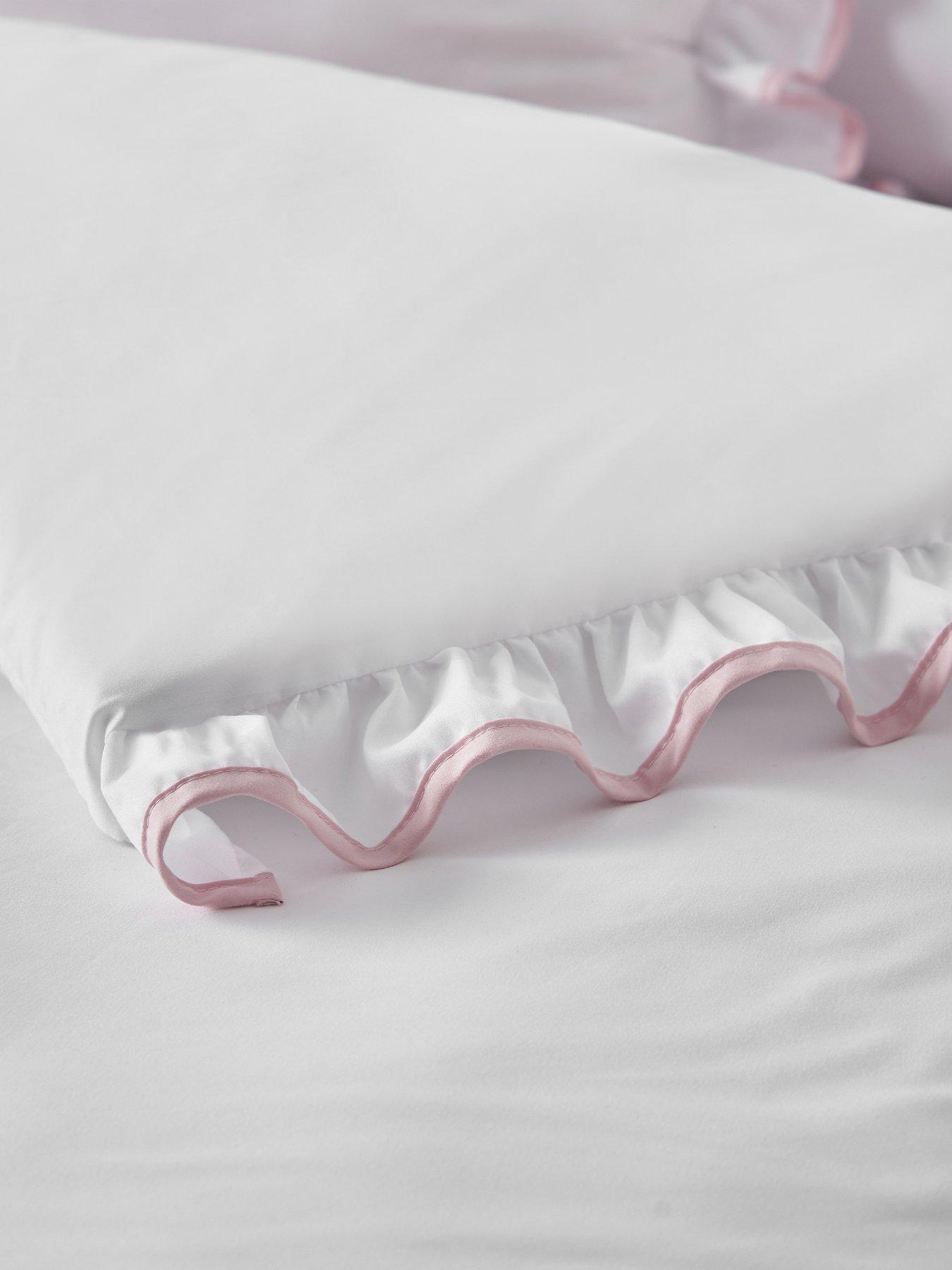 Image 4 of 4 of Catherine Lansfield So Soft Mono Frill Duvet Set White/Pink