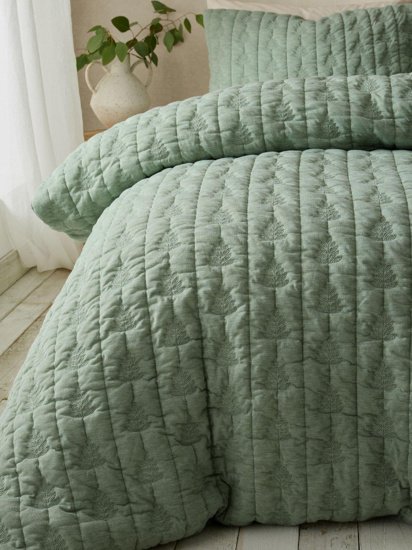 Pineapple Elephant Tamba Leaf Jersey Stripe Duvet Set Green