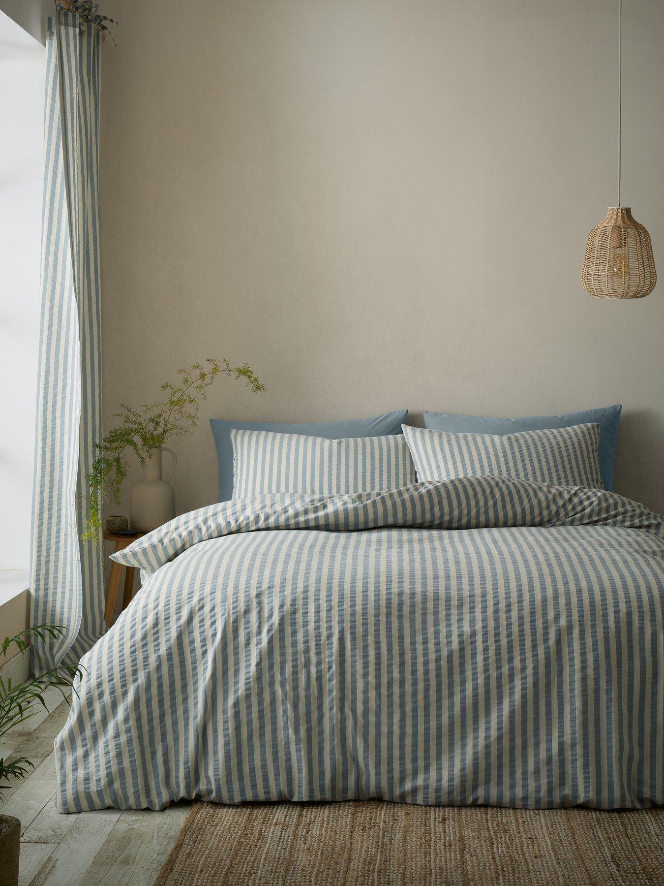 Image 3 of 6 of Pineapple Elephant Cotton Rich Woven Stripe Duvet Set Blue