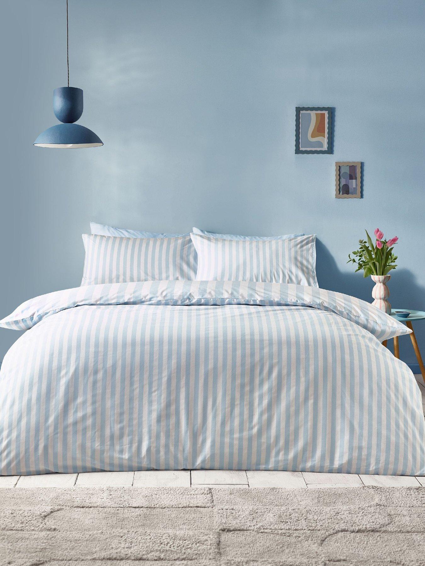  image of sassy-b-stripe-tease-duvet-set-blue