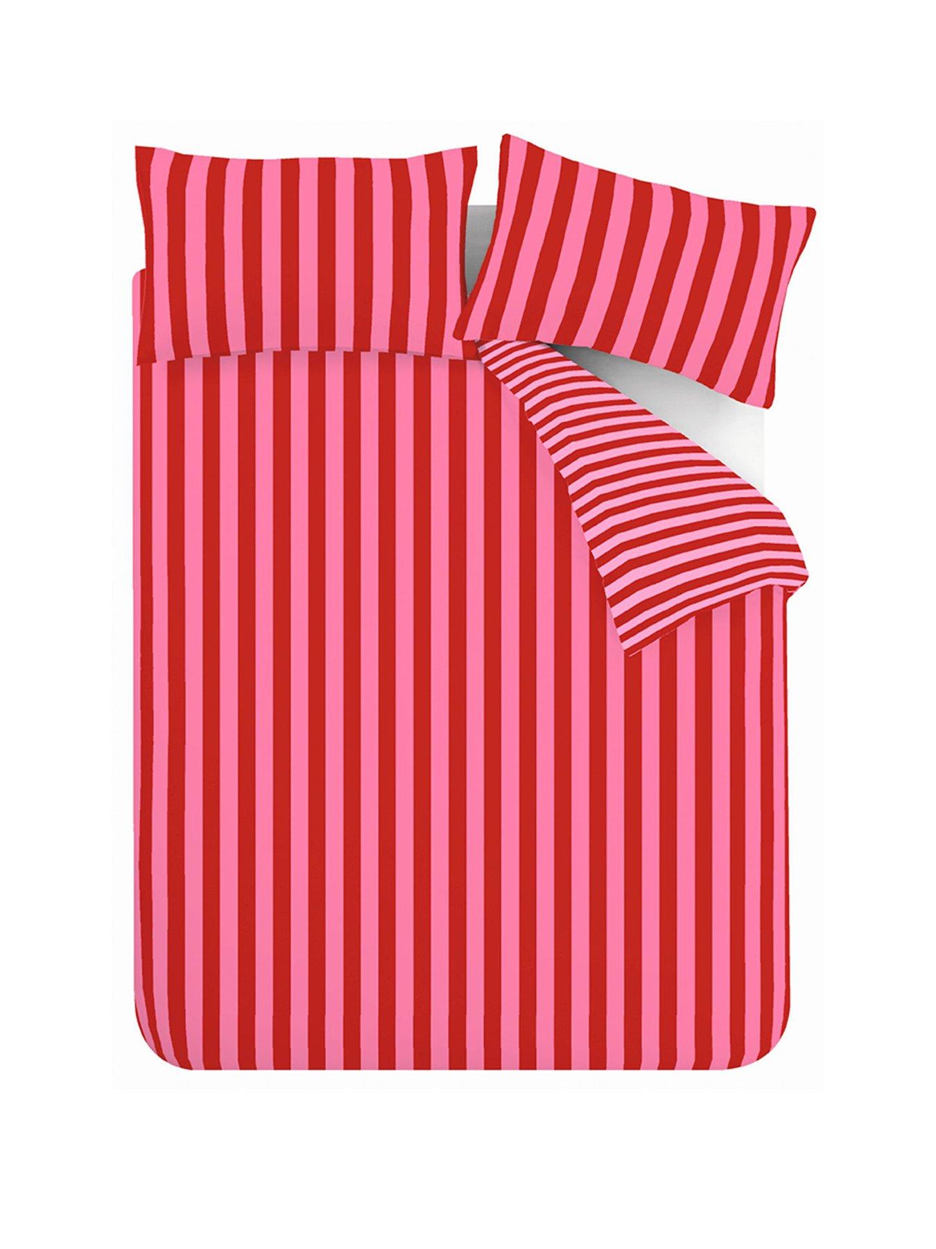  image of sassy-b-stripe-tease-duvet-set-red
