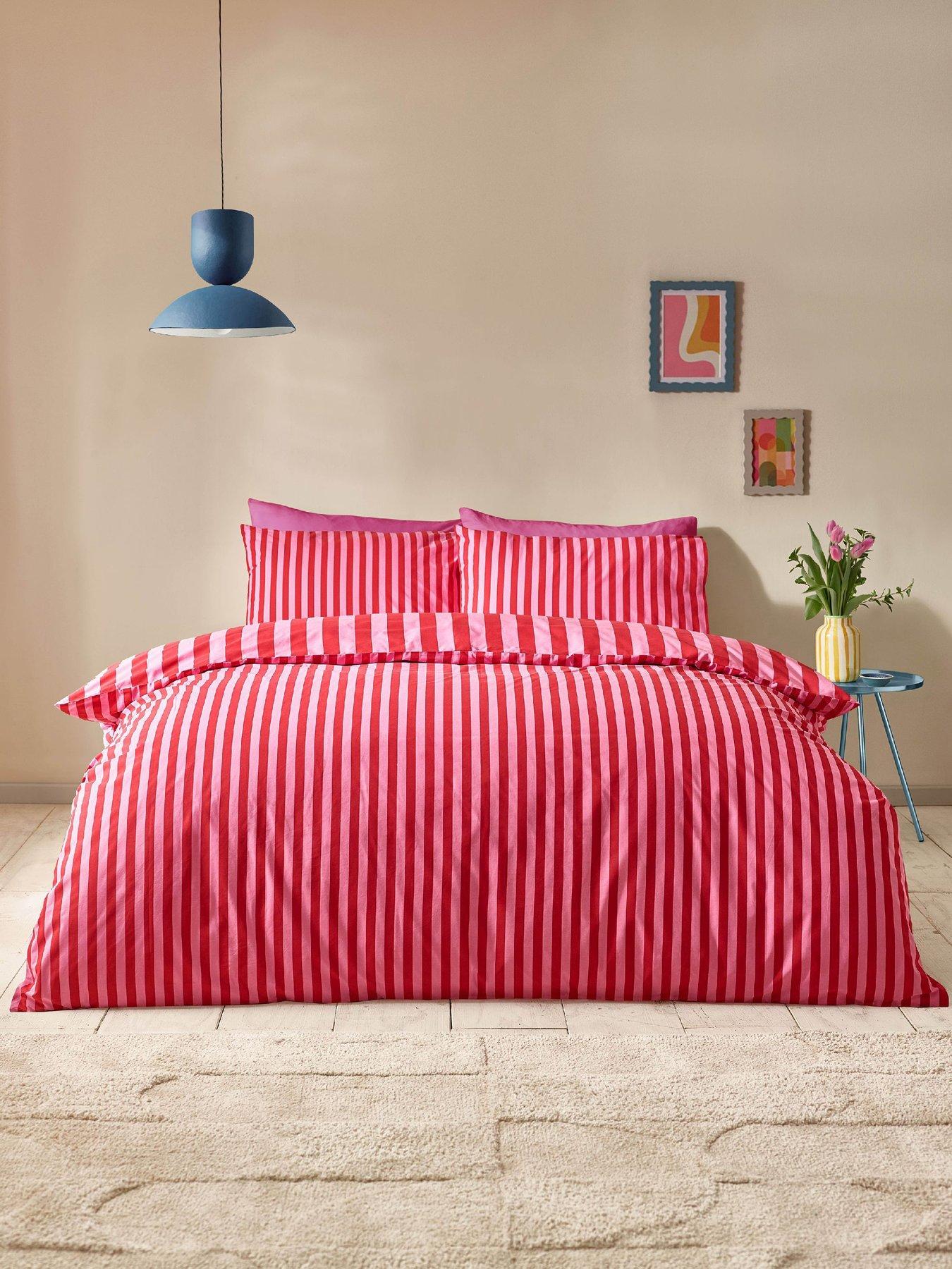 image of sassy-b-stripe-tease-duvet-set-red