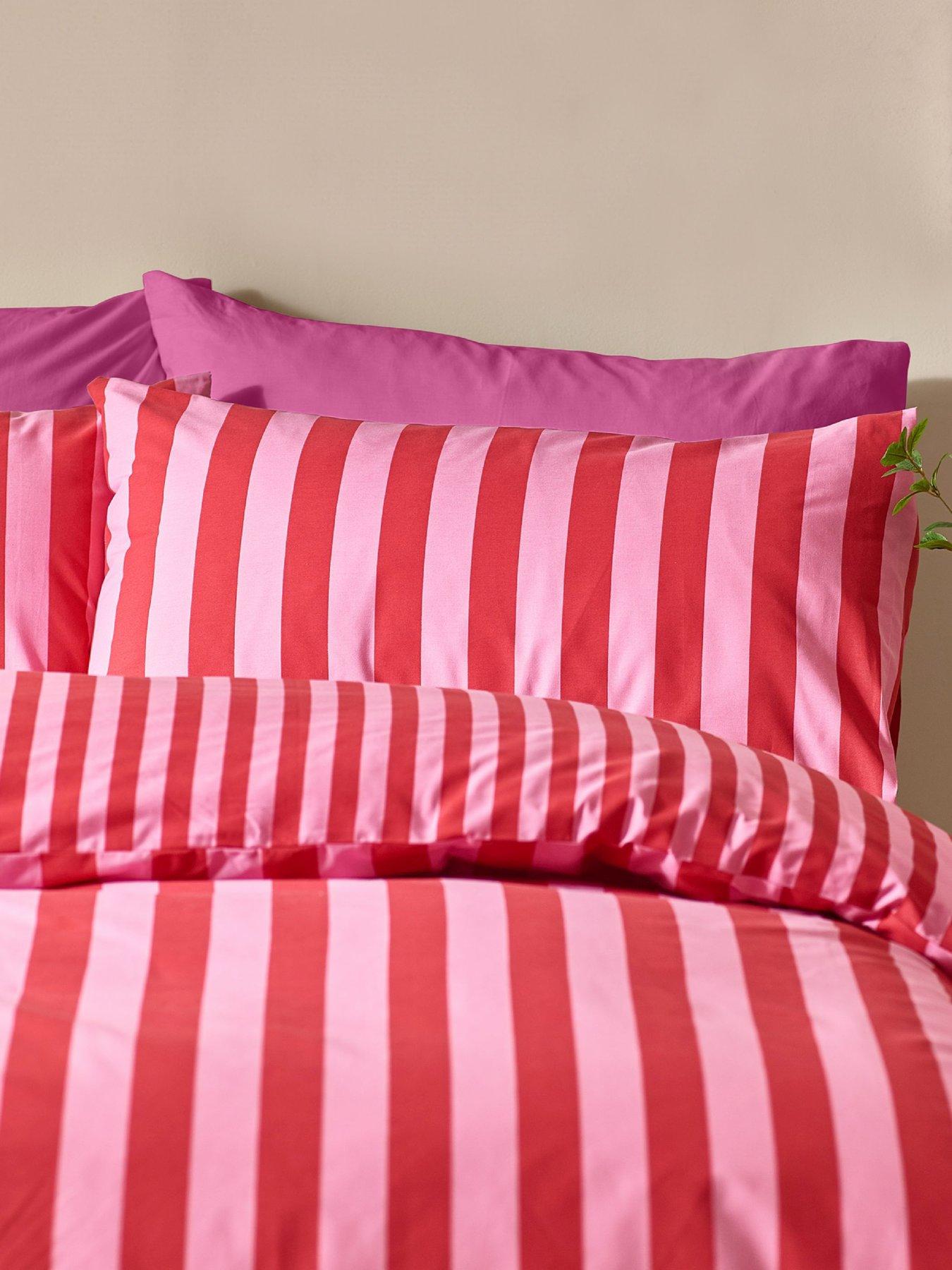  image of sassy-b-stripe-tease-duvet-set-red