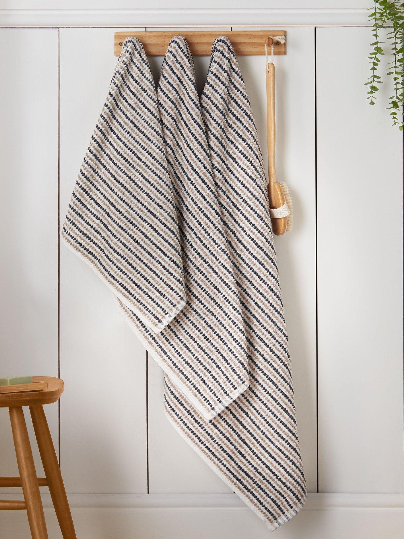 Image 1 of 4 of Catherine Lansfield Rice Weave Stripe Cotton Towel Collection