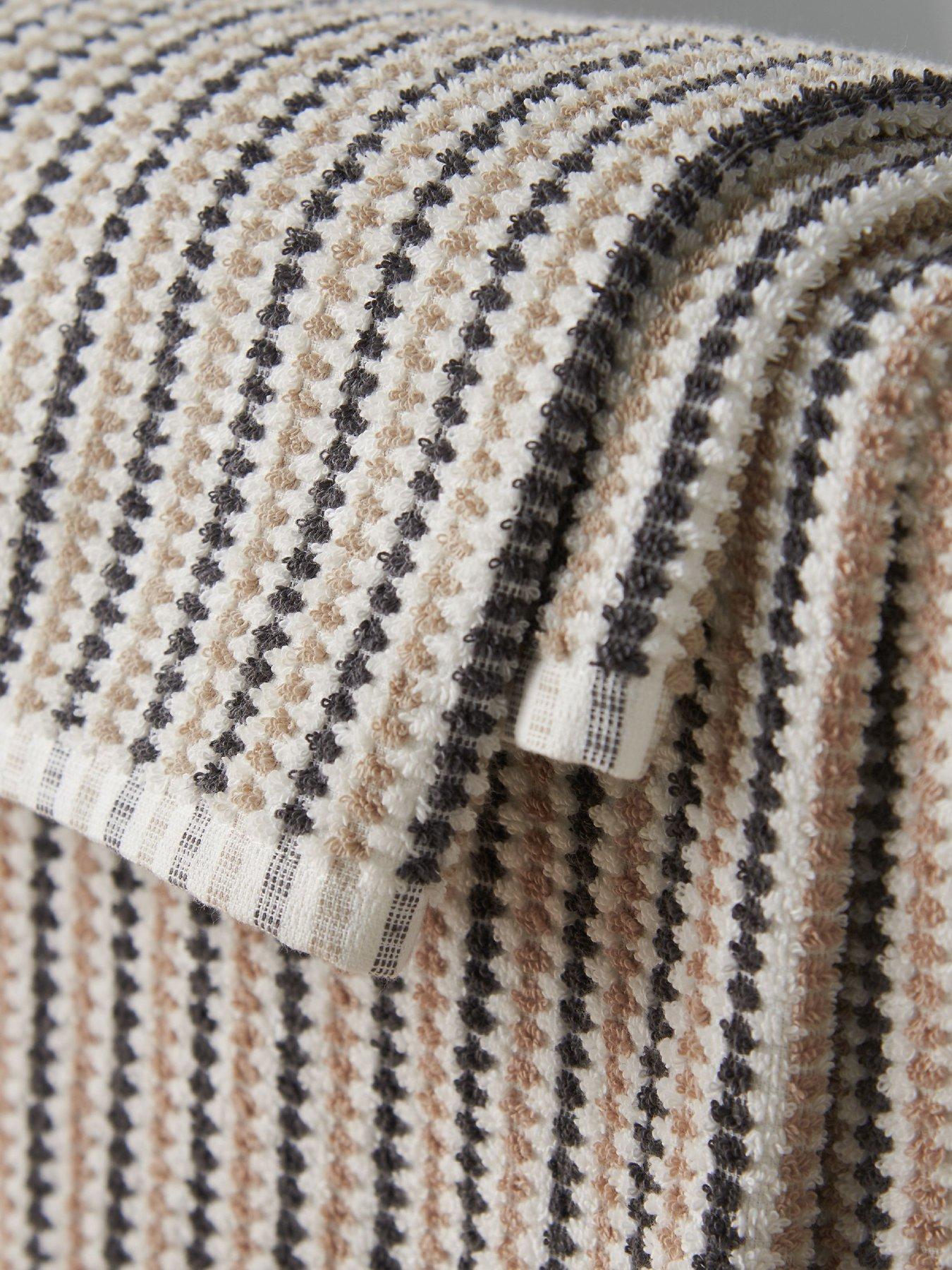 Image 3 of 4 of Catherine Lansfield Rice Weave Stripe Cotton Towel Collection