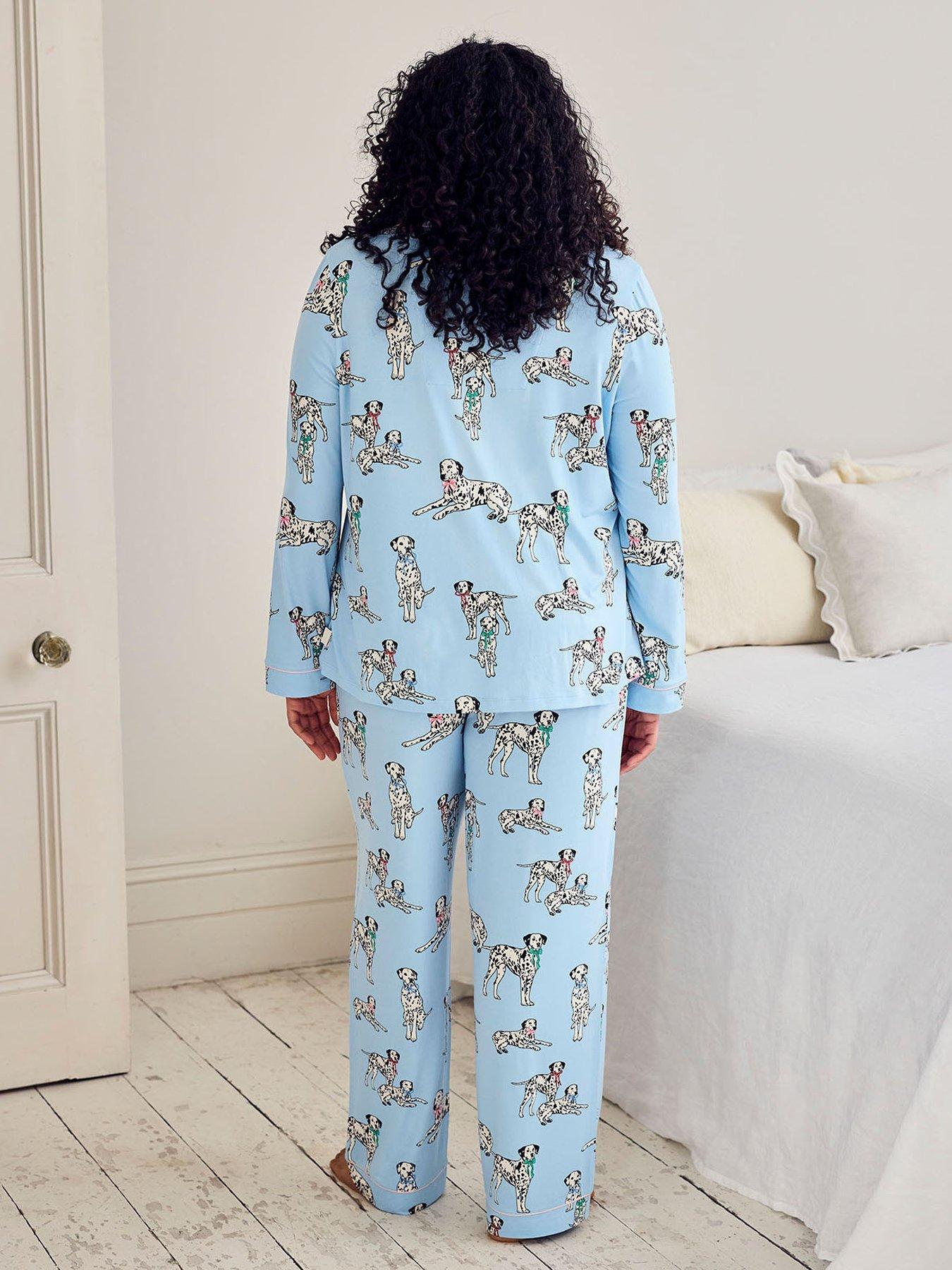 Image 7 of 7 of CHELSEA PEERS Dalmation Dogs Print Long Pyjama Set - Blue