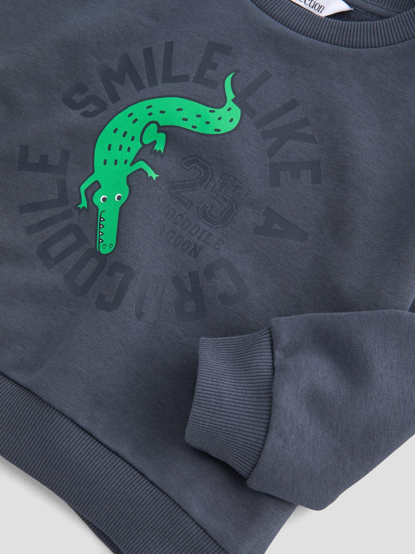 Image 3 of 4 of The Very Collection Boys Crocodile Graphic Sweatshirt - Navy