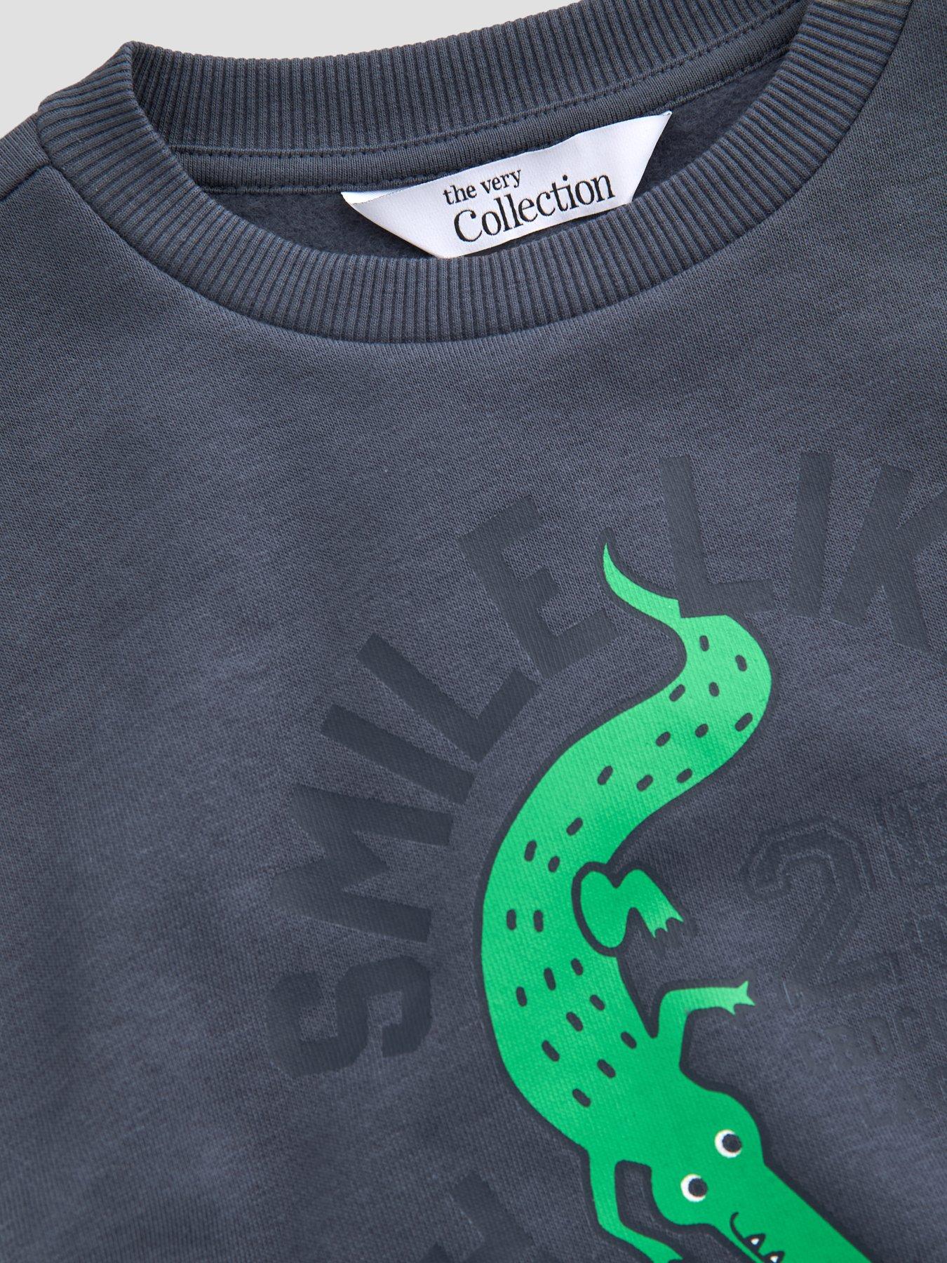 Image 4 of 4 of The Very Collection Boys Crocodile Graphic Sweatshirt - Navy