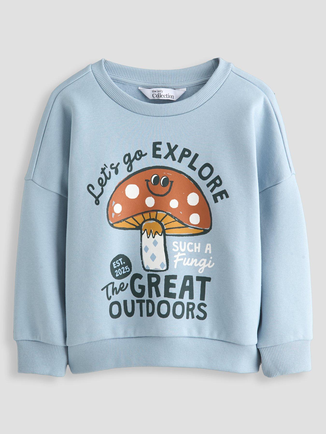 The Very Collection Boys Mushroom Graphic Sweatshirt - Blue