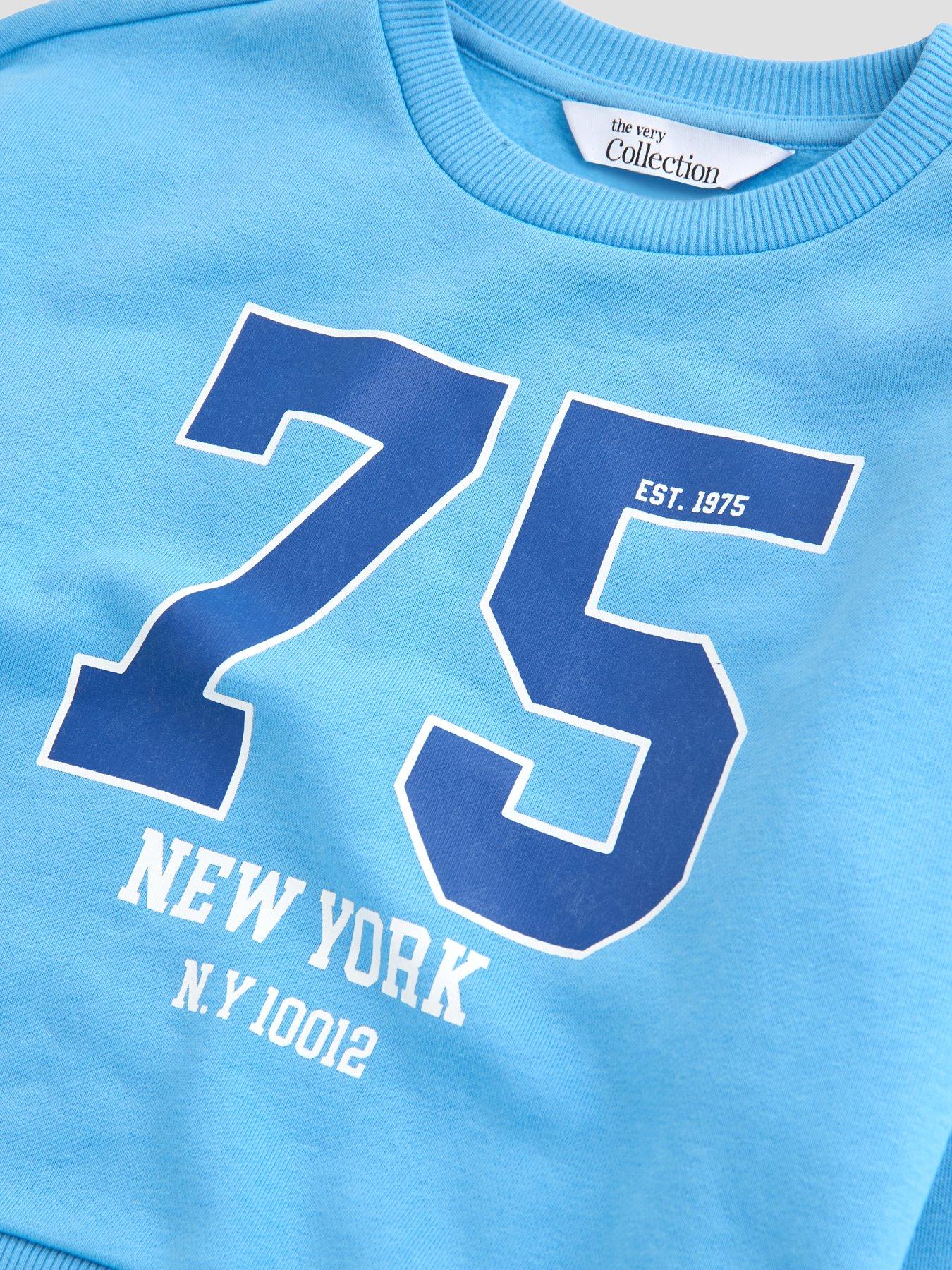 Image 3 of 5 of The Very Collection Boys Collegiate Sweatshirt And Joggers Outfit Set - Blue