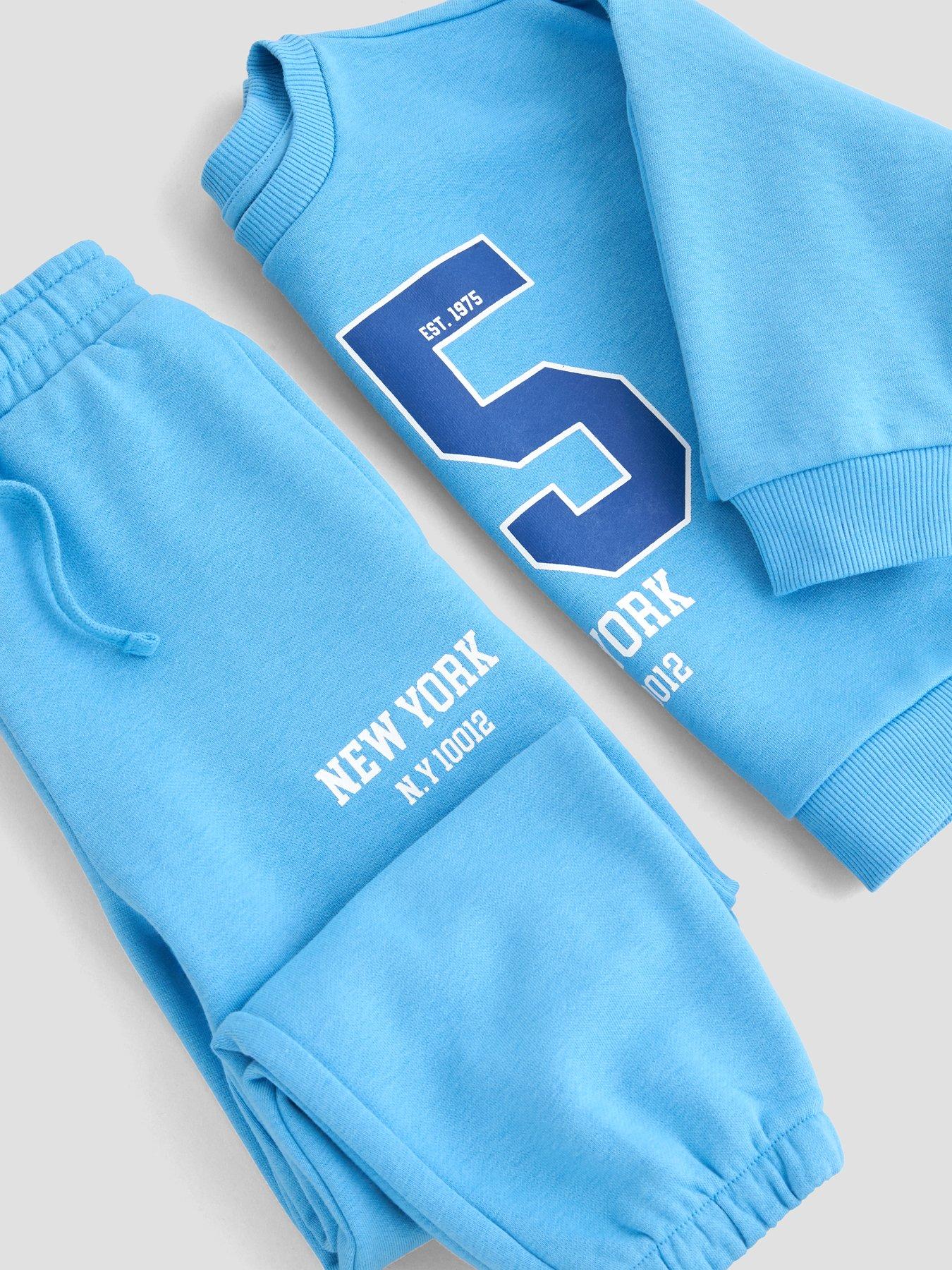 Image 4 of 5 of The Very Collection Boys Collegiate Sweatshirt And Joggers Outfit Set - Blue