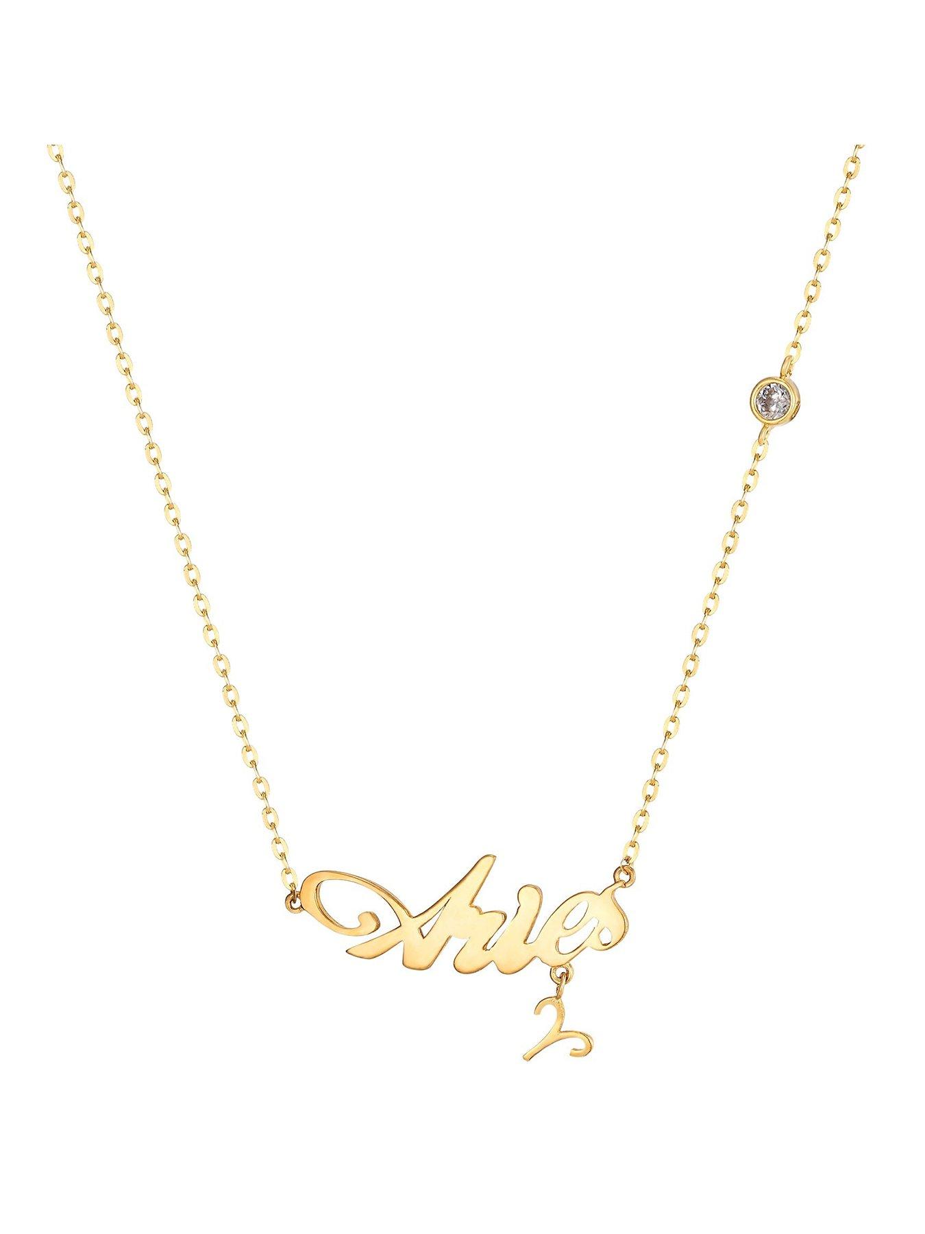 Seol + Gold Sterling Silver Birthstone Star Sign Necklace (all zodiac)