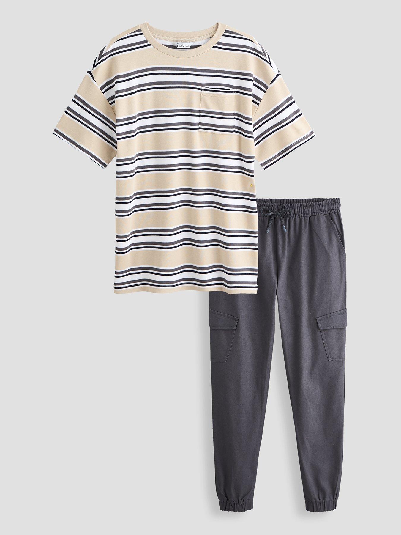 The Very Collection Boys Stripe T-shirt And Twill Trouser Outfit Set - Multi