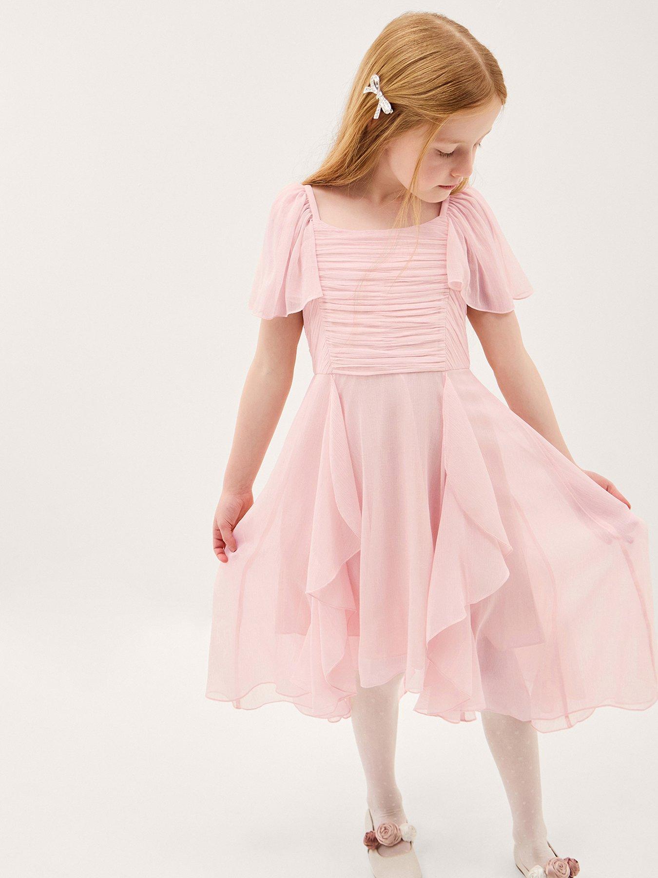 Monsoon Girls Joy Waterfall Maxi Chiffon Dress - Pink
