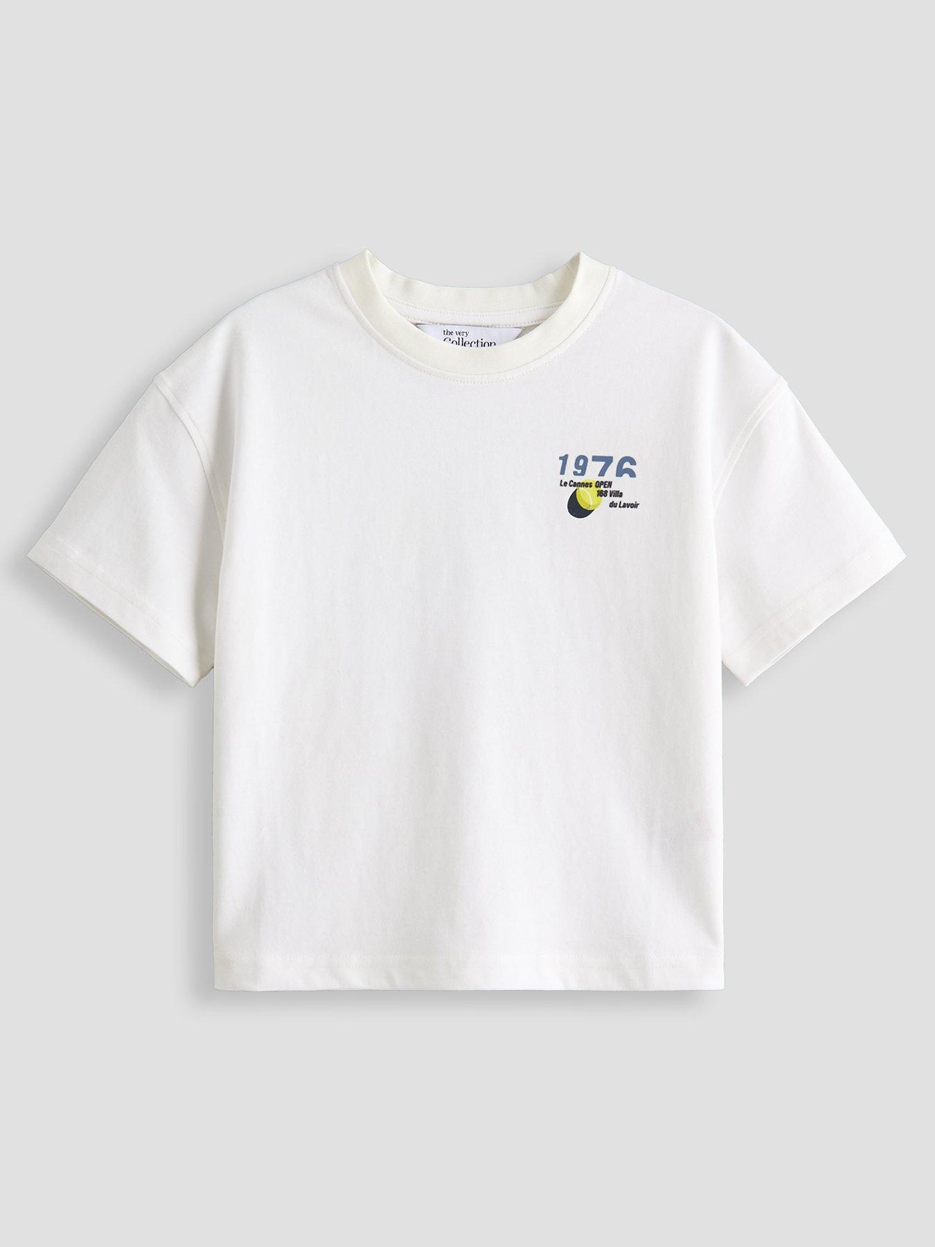 The Very Collection Boys Tennis Graphic Back Print T-Shirt - White
