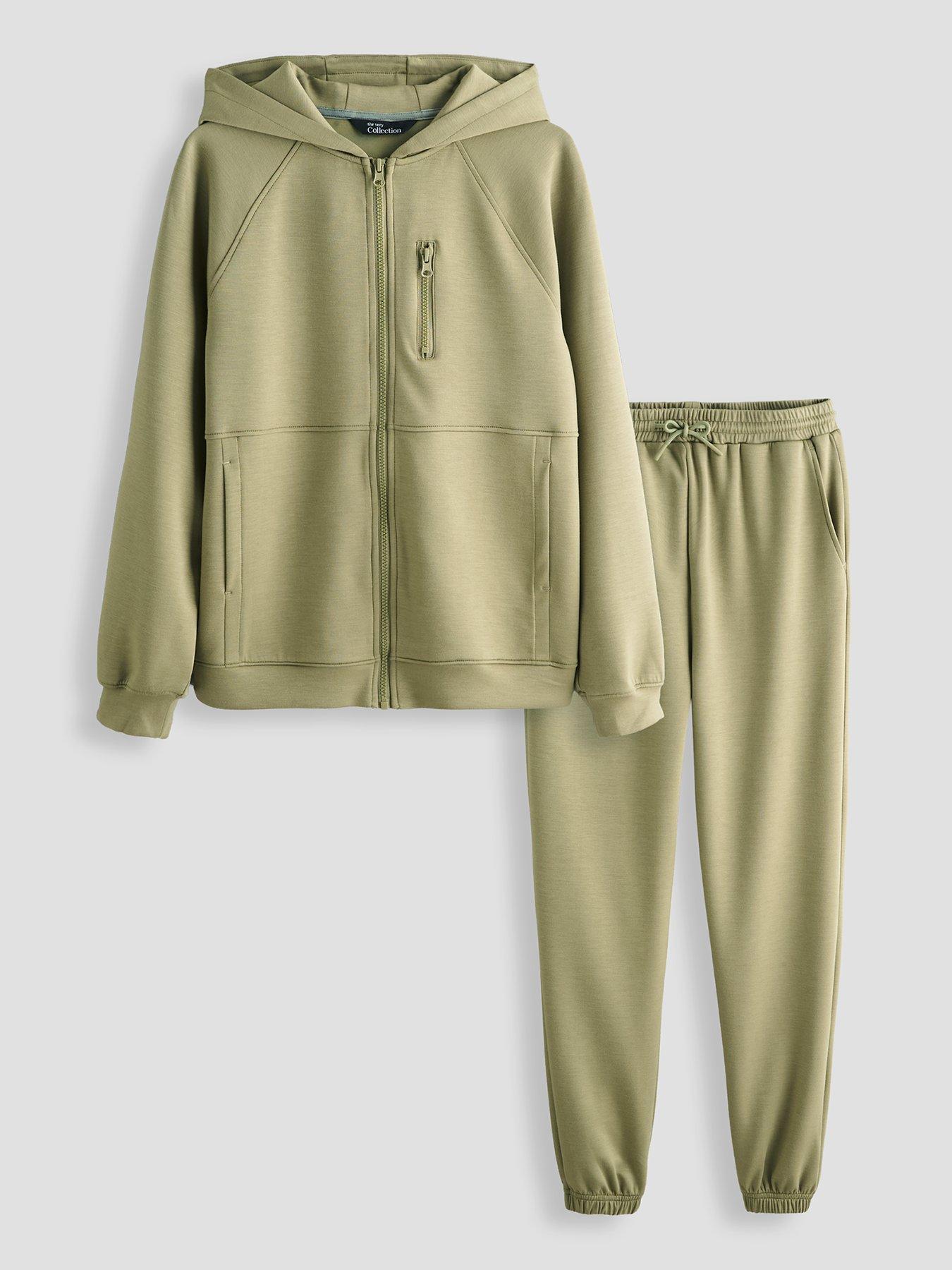 The Very Collection Boys Sportswear Hoodie And Joggers Basic Outfit Set - Stone Beige