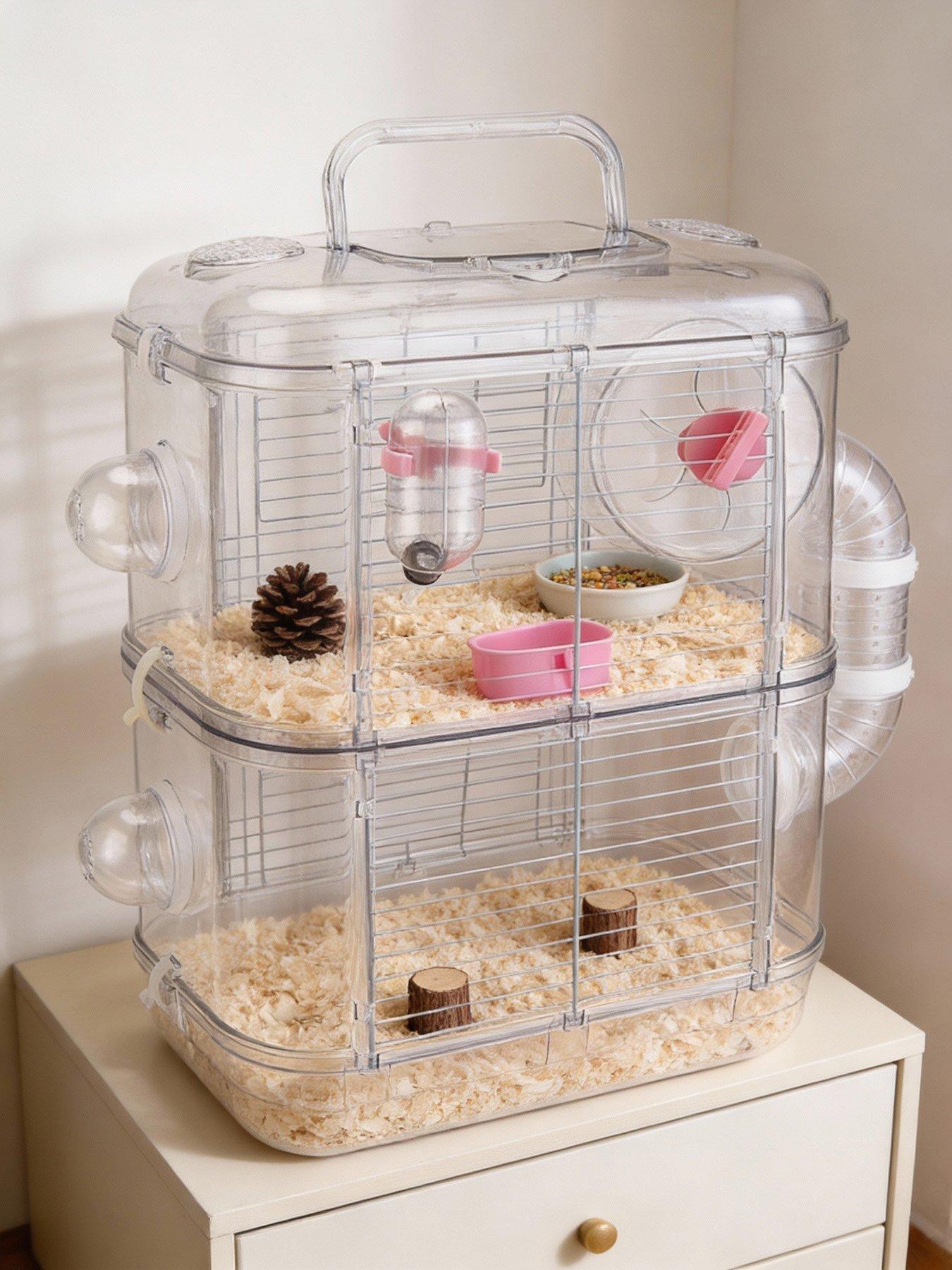  image of living-and-home-double-layer-hamster-cage-with-handle