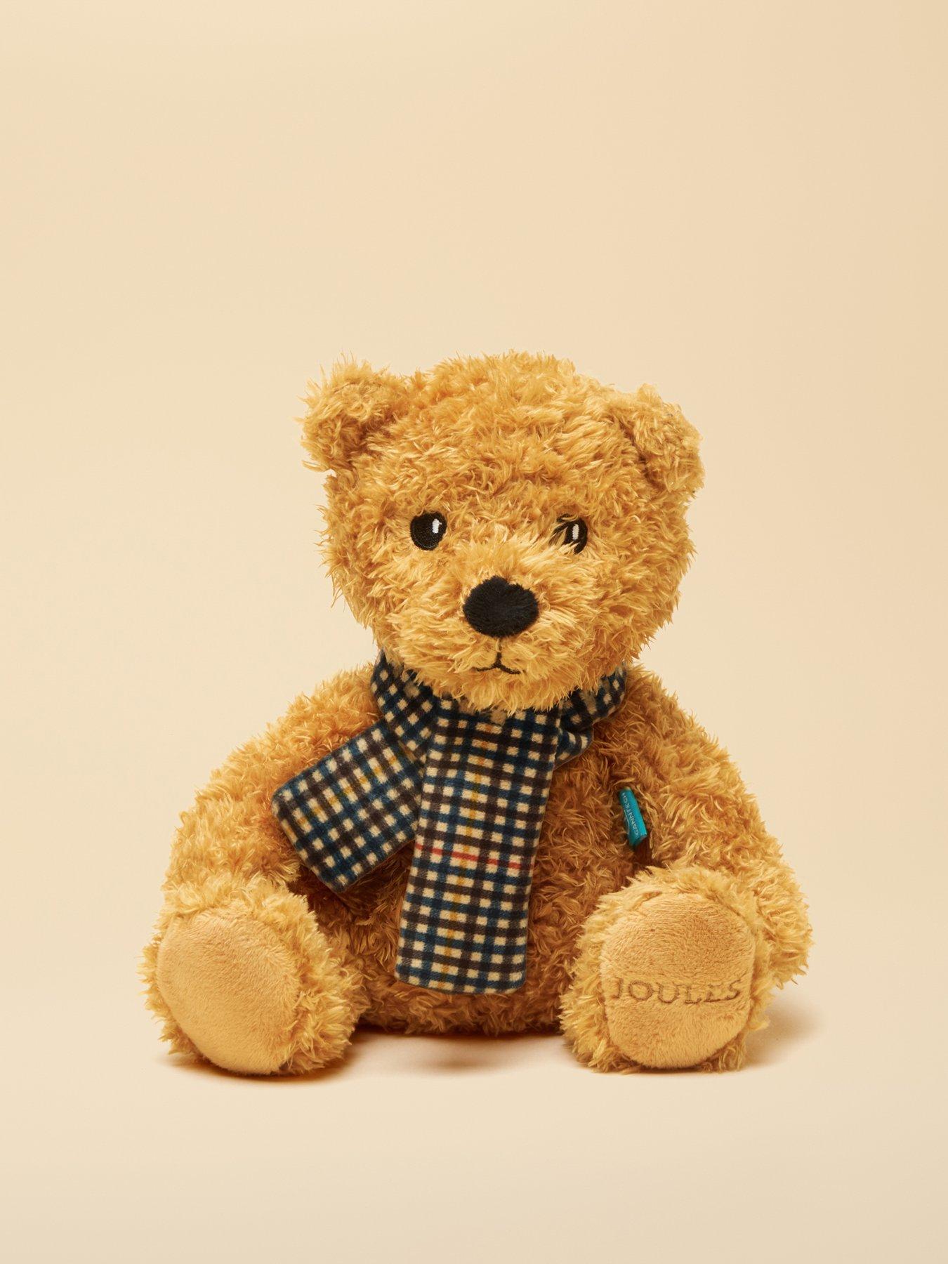 Joules Traditional Bear With Henson Check Scarf Dog Toy