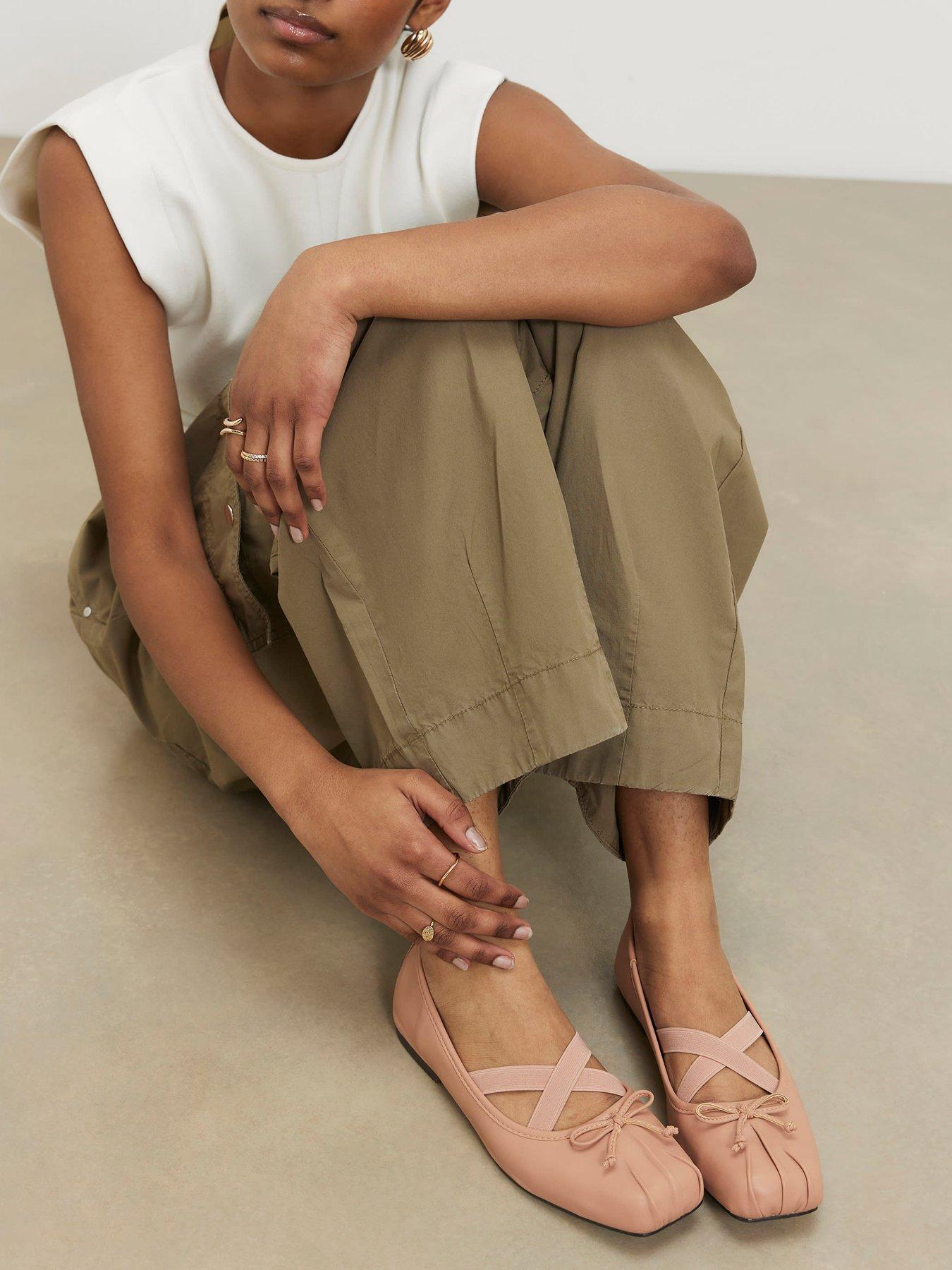 Image 1 of 6 of River Island Square Toe Ballet Pumps - Pink