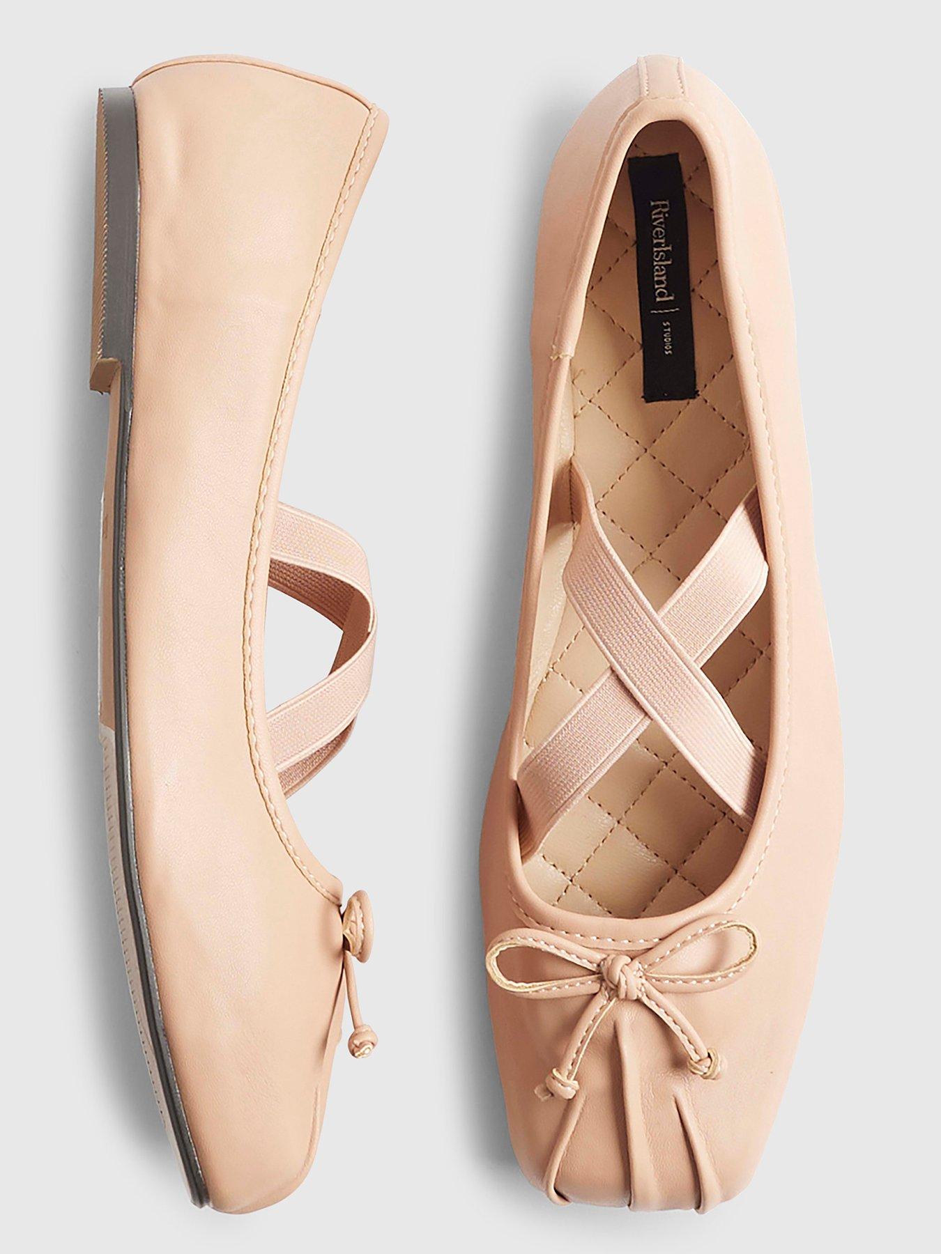 Image 6 of 6 of River Island Square Toe Ballet Pumps - Pink