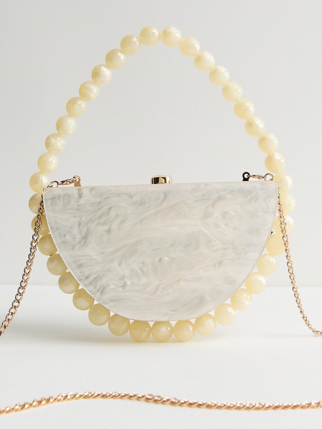  image of new-look-pearl-effect-box-clutch-bag-cream