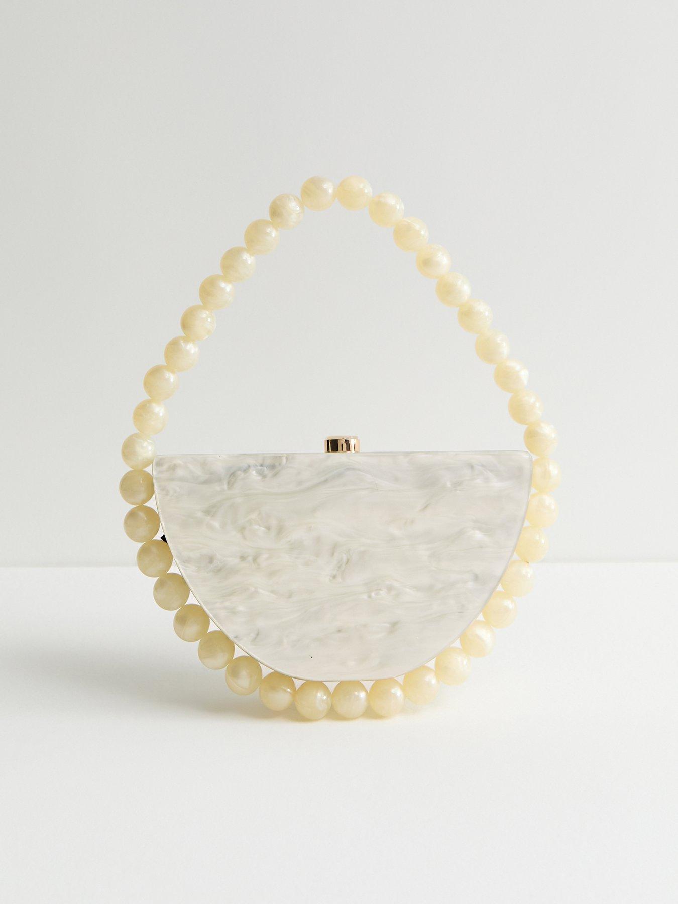  image of new-look-pearl-effect-box-clutch-bag-cream
