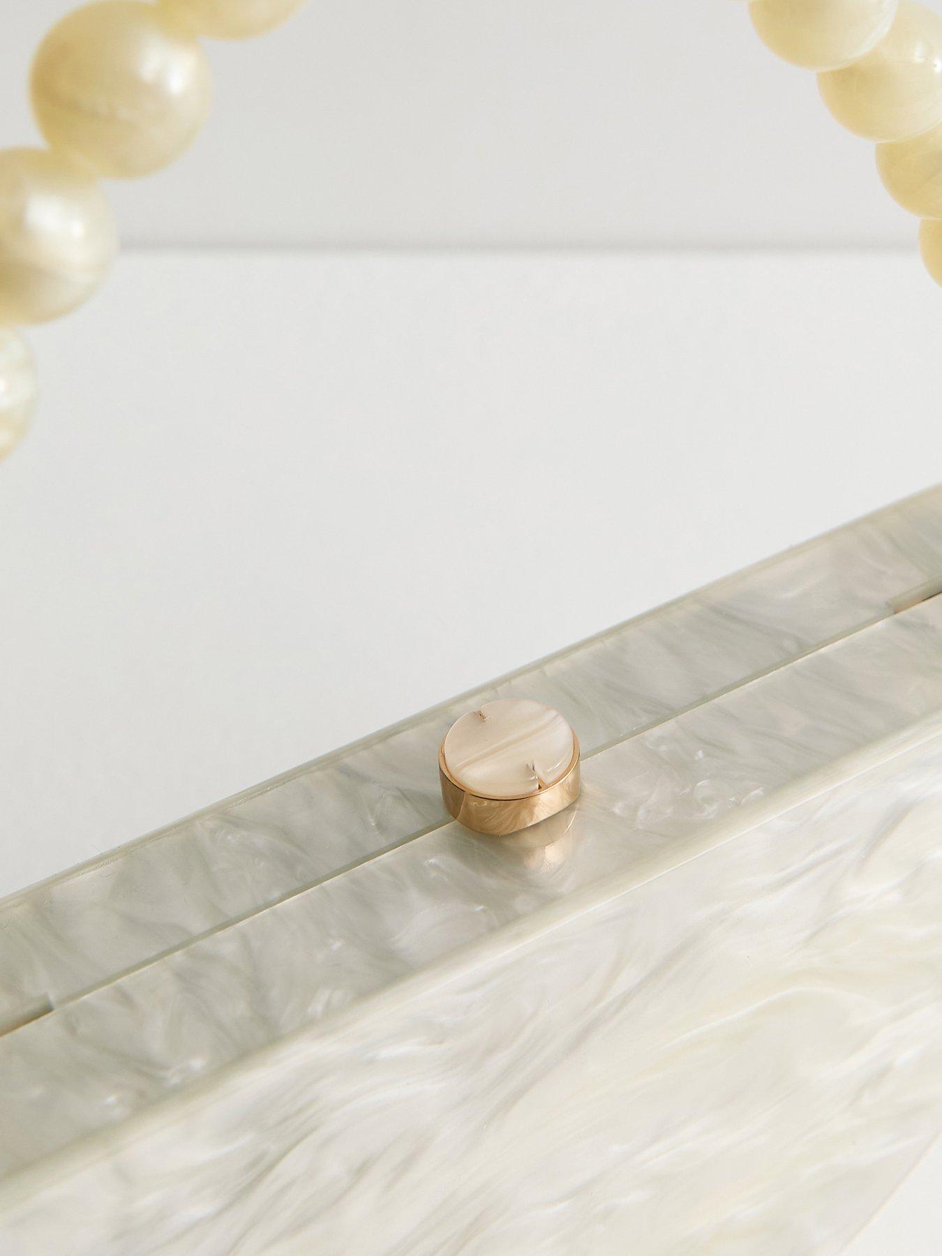  image of new-look-pearl-effect-box-clutch-bag-cream